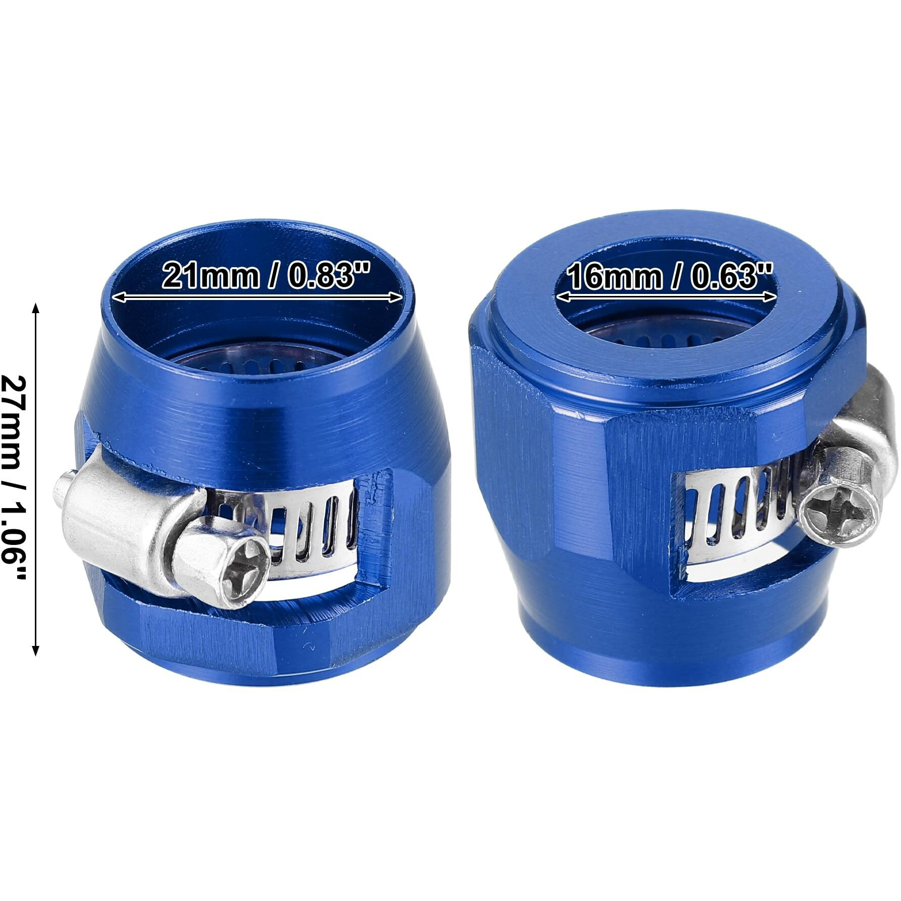 X Autohaux 5 Pcs An10 Hex Car Hose Finisher Flexible Rubber Pipe Clamp With Screw Band Adapter Fitting For Oil Fuel Water Tube Blue