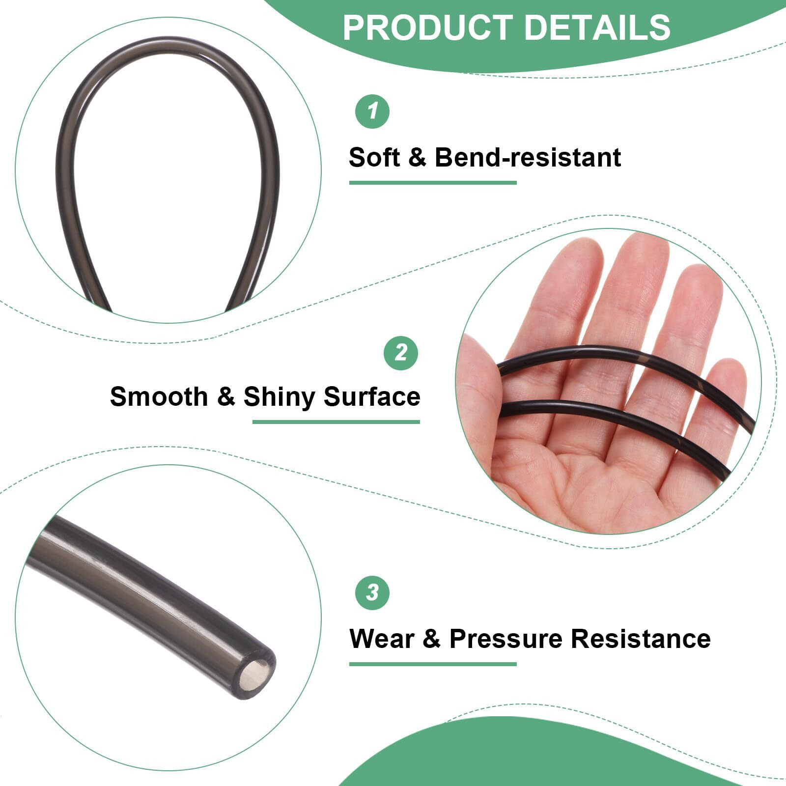 M Meterxity Tubing Carburetor Fuel Vent Line, 2Mm(0.08"") Id 3.5Mm(0.14"") Od 3.0M(10') Long Polyurethane Gas Oil Tube For Atv/Go Kart/Dirt Bike, Universal Petrol Pipe Replacement [Black]