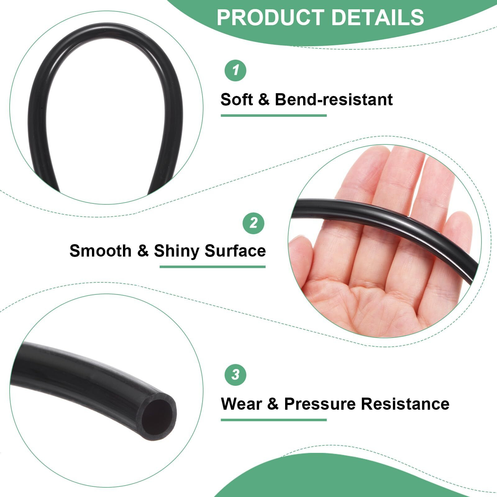 M Meterxity Tubing Carburetor Fuel Vent Line, 6Mm(0.24"") Id 8Mm(0.31"") Od 1M(3') Long Polyurethane Gas Oil Tube For Atv/Go Kart/Dirt Bike, Universal Petrol Pipe Replacement [Black]