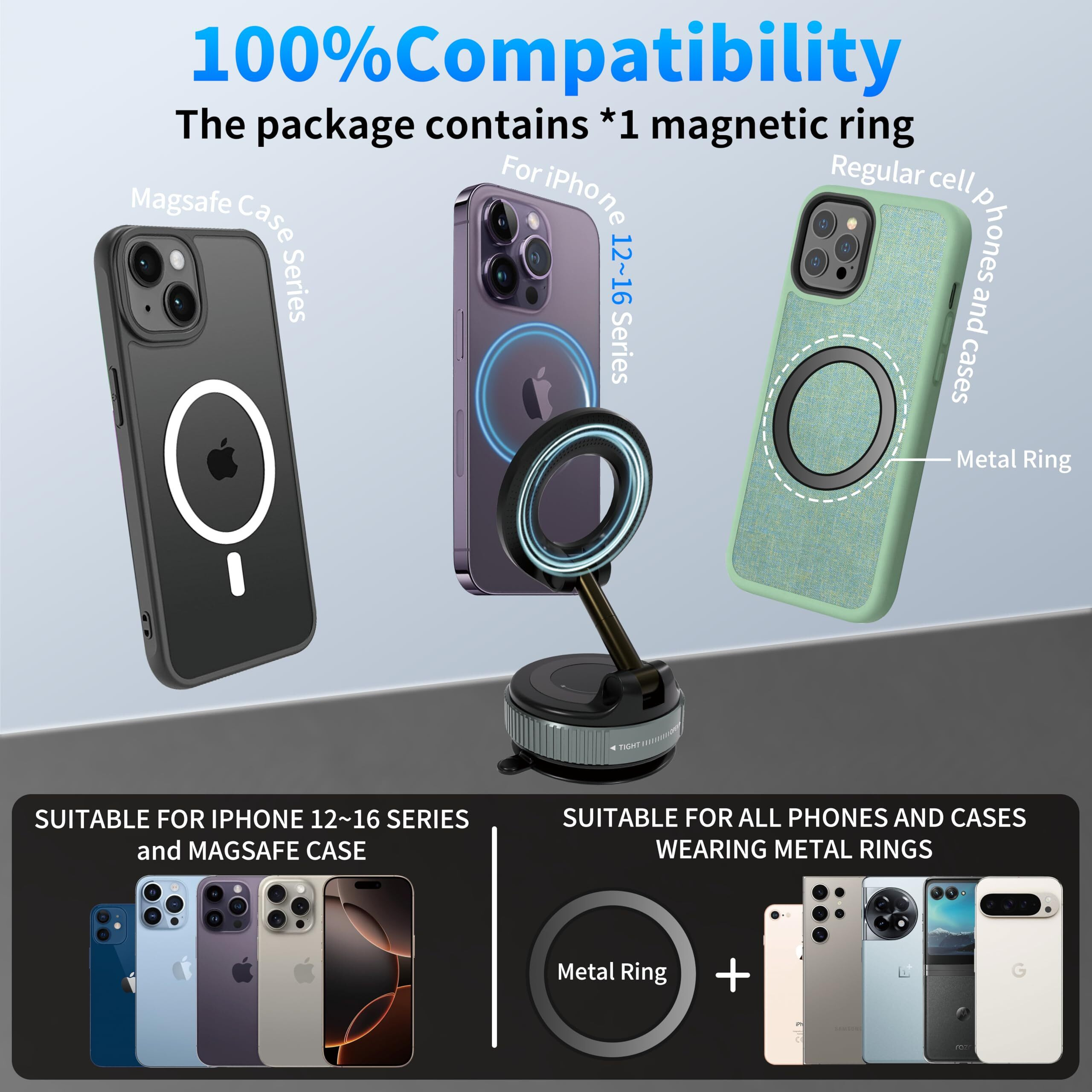Super Strong Phone Holders For Your Car Magnetic, 360 Adjustable Car Phone Holder For Iphone 12-16, Portable Hands Free Phone Mount For Car Gym Smooth Surface (Gray Black, Holder)