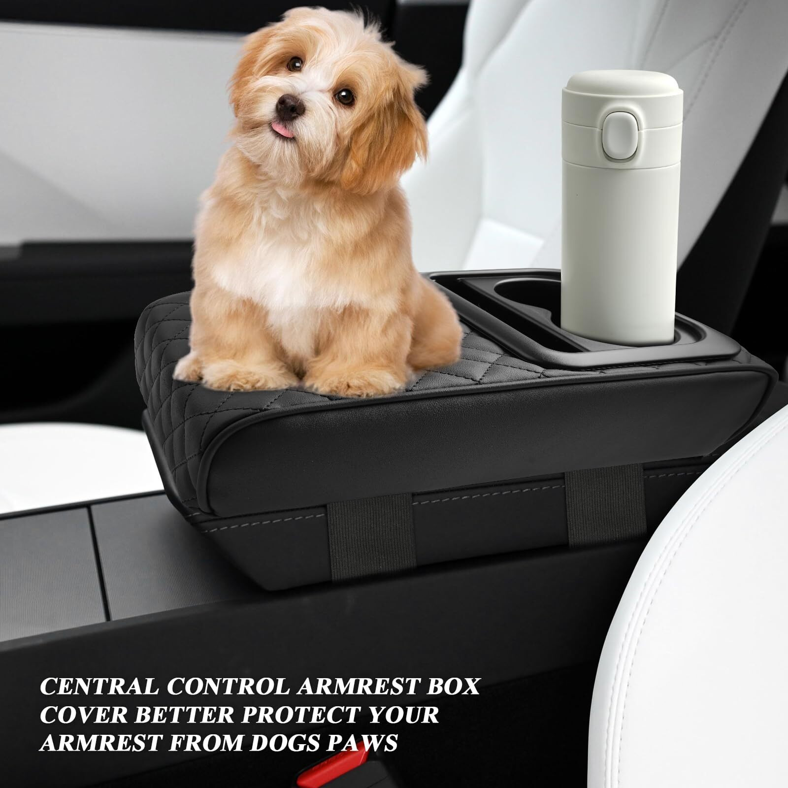 Bibibo Auto Center Console Armrest Pillow Arm Rest Cover Memory Foam Car Armrest Cushion With Cup Holder & Phone Holder Car Interior Accessories Armrest Booster Cushion Universal For Most Car
