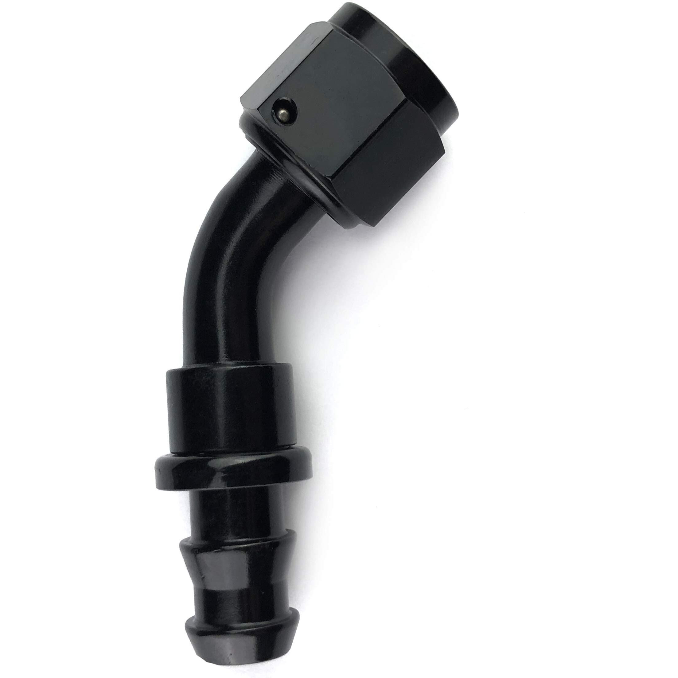 10An 45 Degree An 10 Female Swivel Push-On/Lock Hose Barb Fuel Oil Line Fitting End Aluminum Black