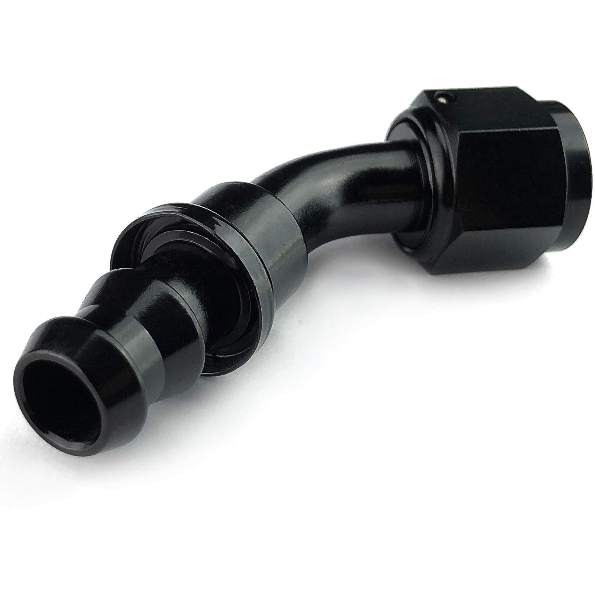 10An 45 Degree An 10 Female Swivel Push-On/Lock Hose Barb Fuel Oil Line Fitting End Aluminum Black