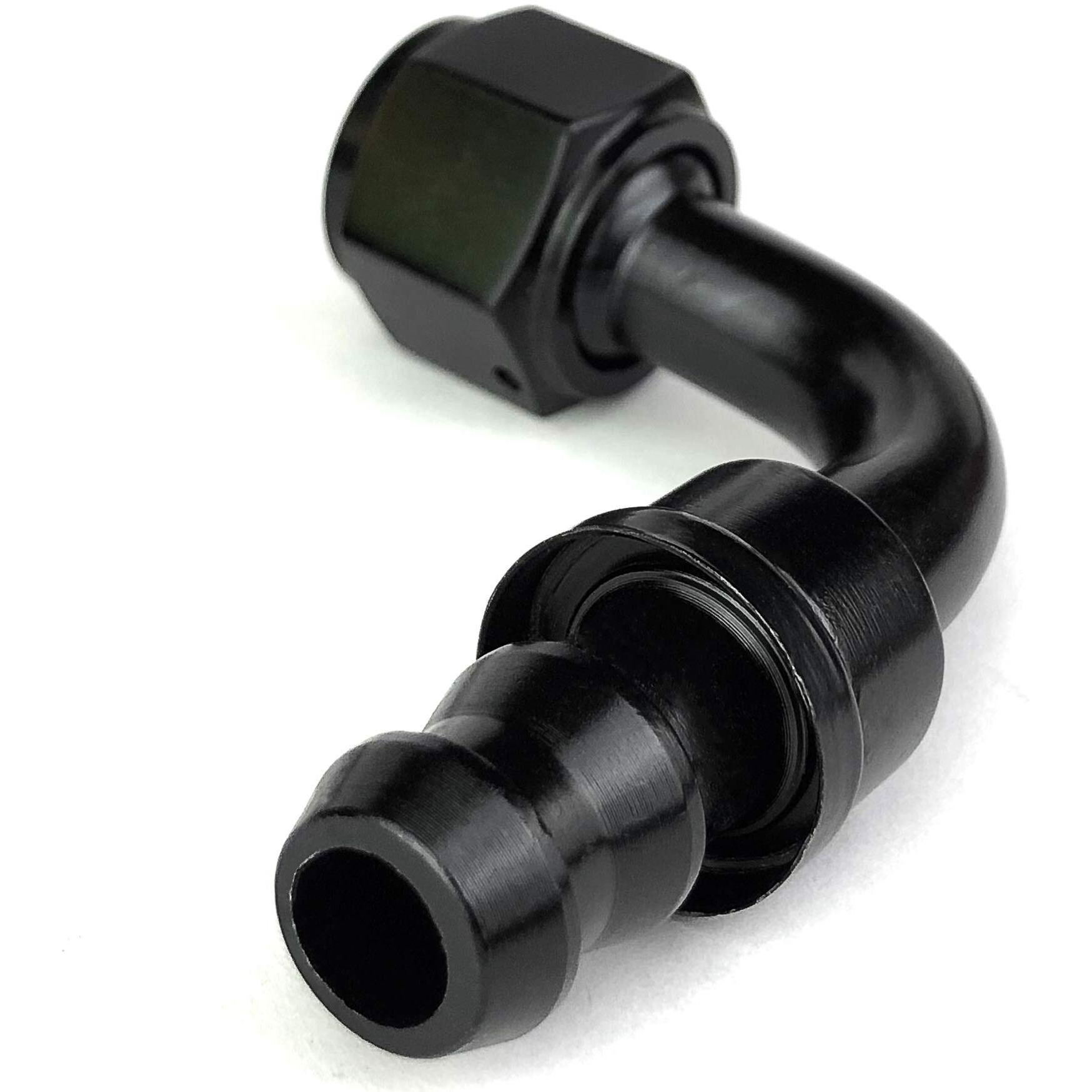 10An 90 Degree An 10 Female Swivel Push-On/Lock Hose Barb Fuel Oil Line Fitting End Aluminum Black