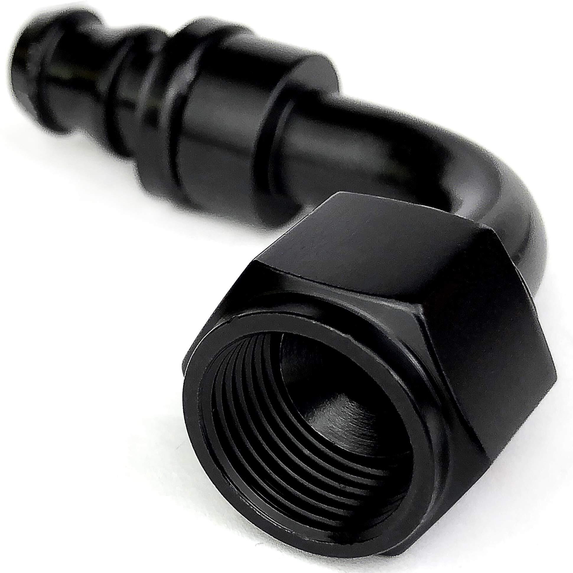 10An 90 Degree An 10 Female Swivel Push-On/Lock Hose Barb Fuel Oil Line Fitting End Aluminum Black