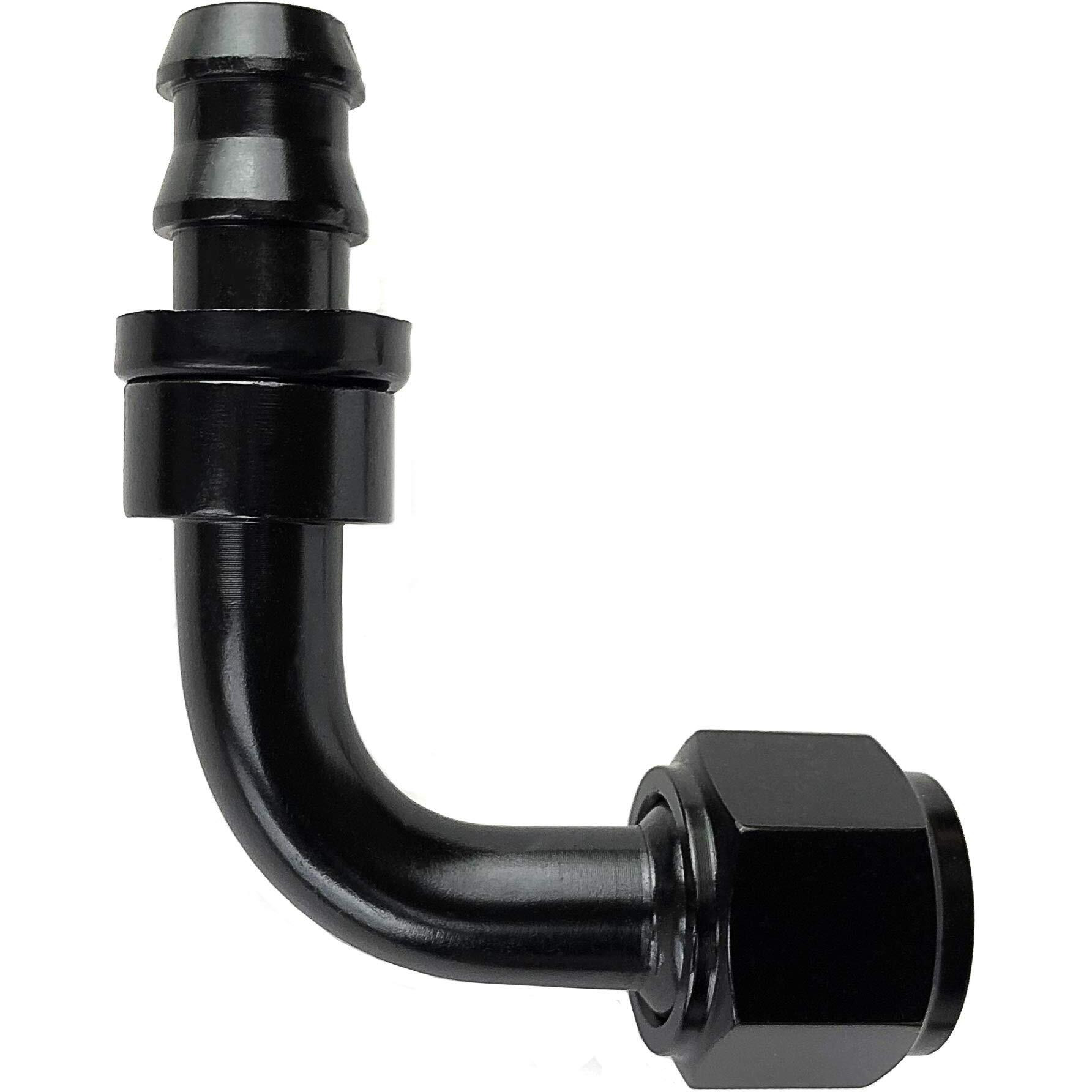 10An 90 Degree An 10 Female Swivel Push-On/Lock Hose Barb Fuel Oil Line Fitting End Aluminum Black
