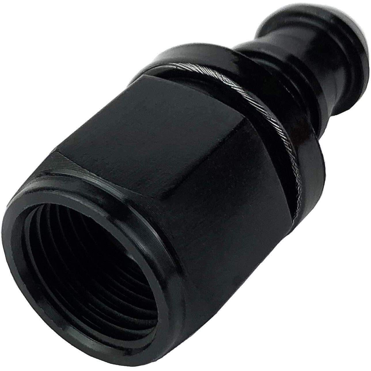 8An Aluminum An 08 Female Swivel To An8 Push-On/Lock Hose Barb Fuel Oil Line Fitting End Straight Black