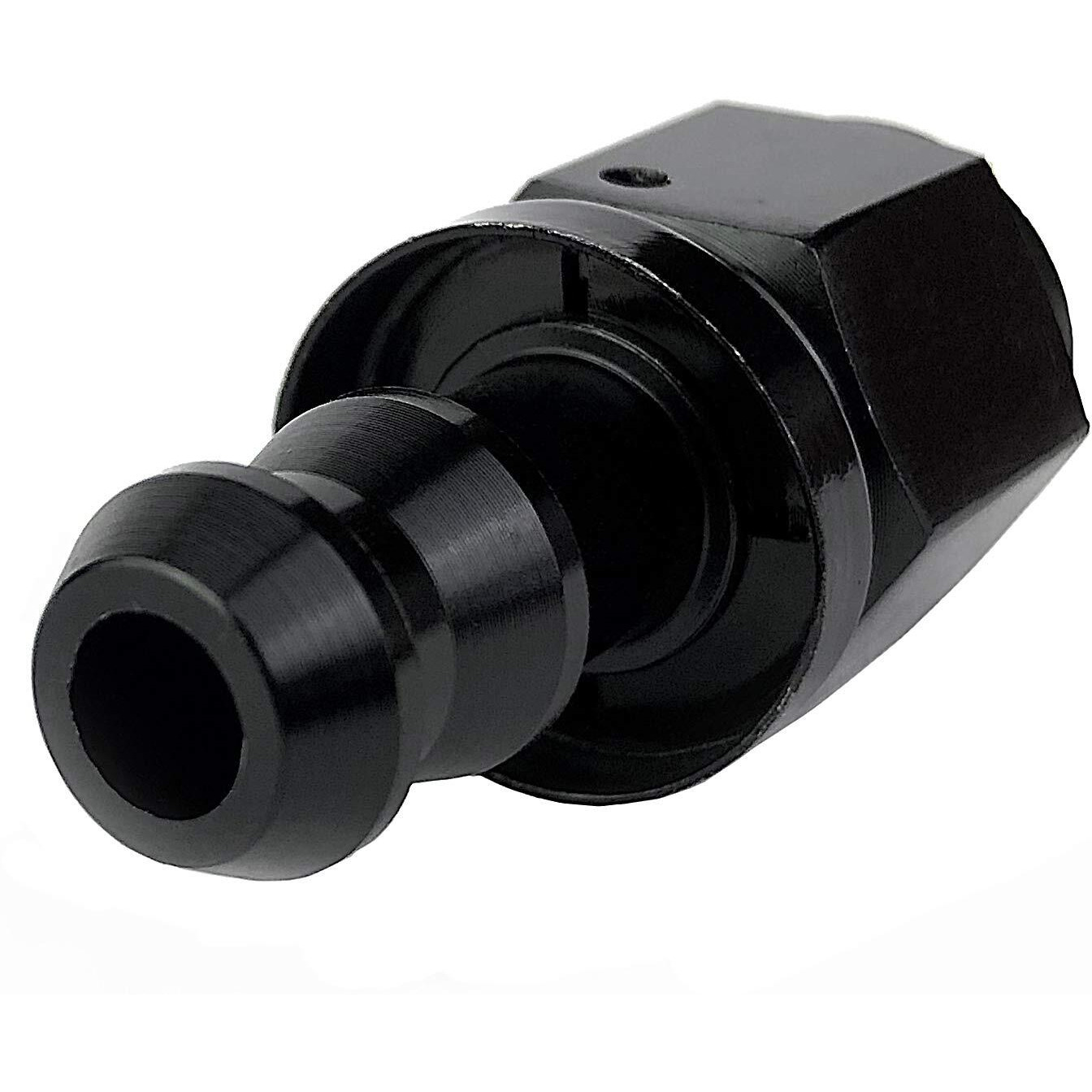 8An Aluminum An 08 Female Swivel To An8 Push-On/Lock Hose Barb Fuel Oil Line Fitting End Straight Black