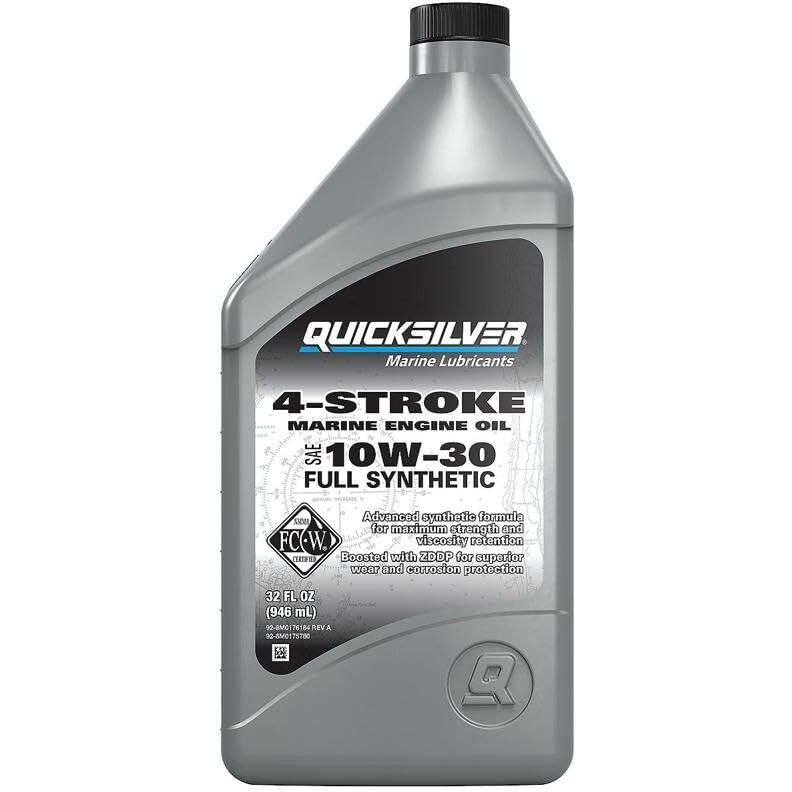 Quicksilver 10W-30 4-Stroke Full Synthetic Marine Engine Oil, 1 Quart