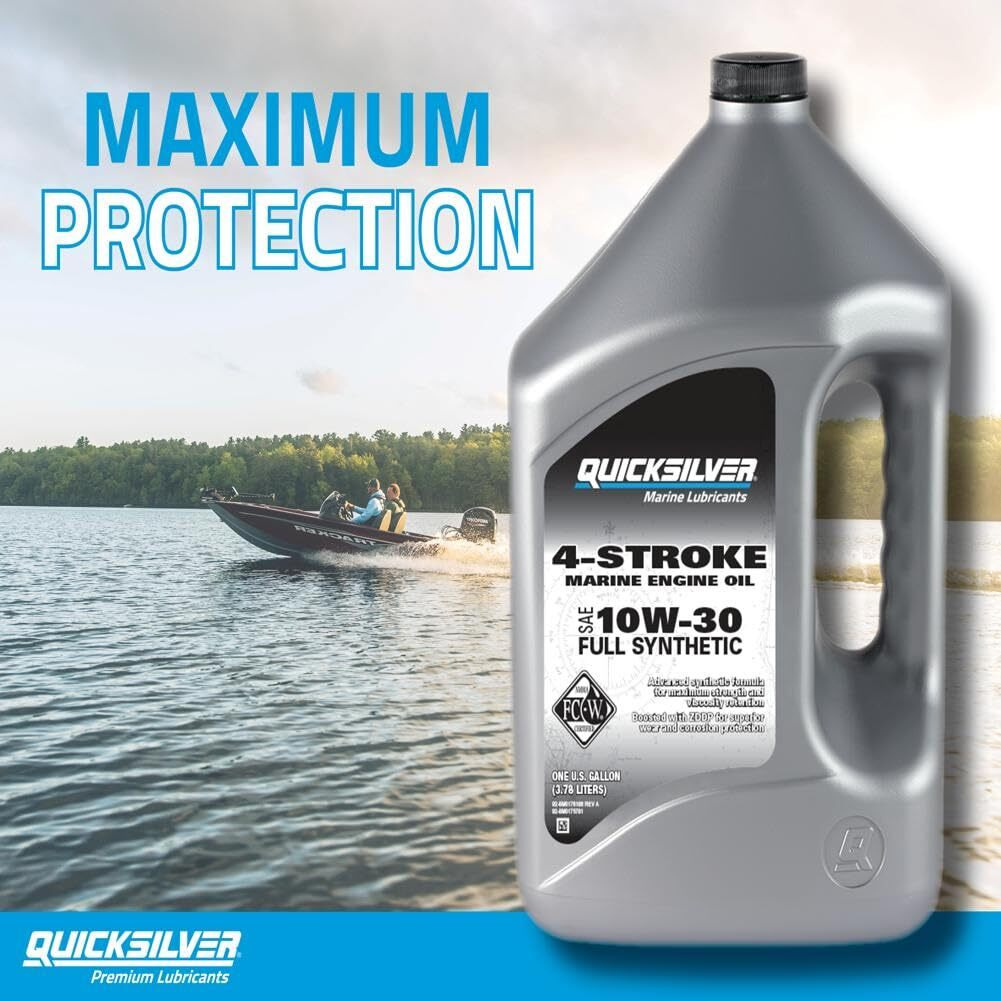 Quicksilver 10W-30 4-Stroke Full Synthetic Marine Engine Oil, 1 Quart
