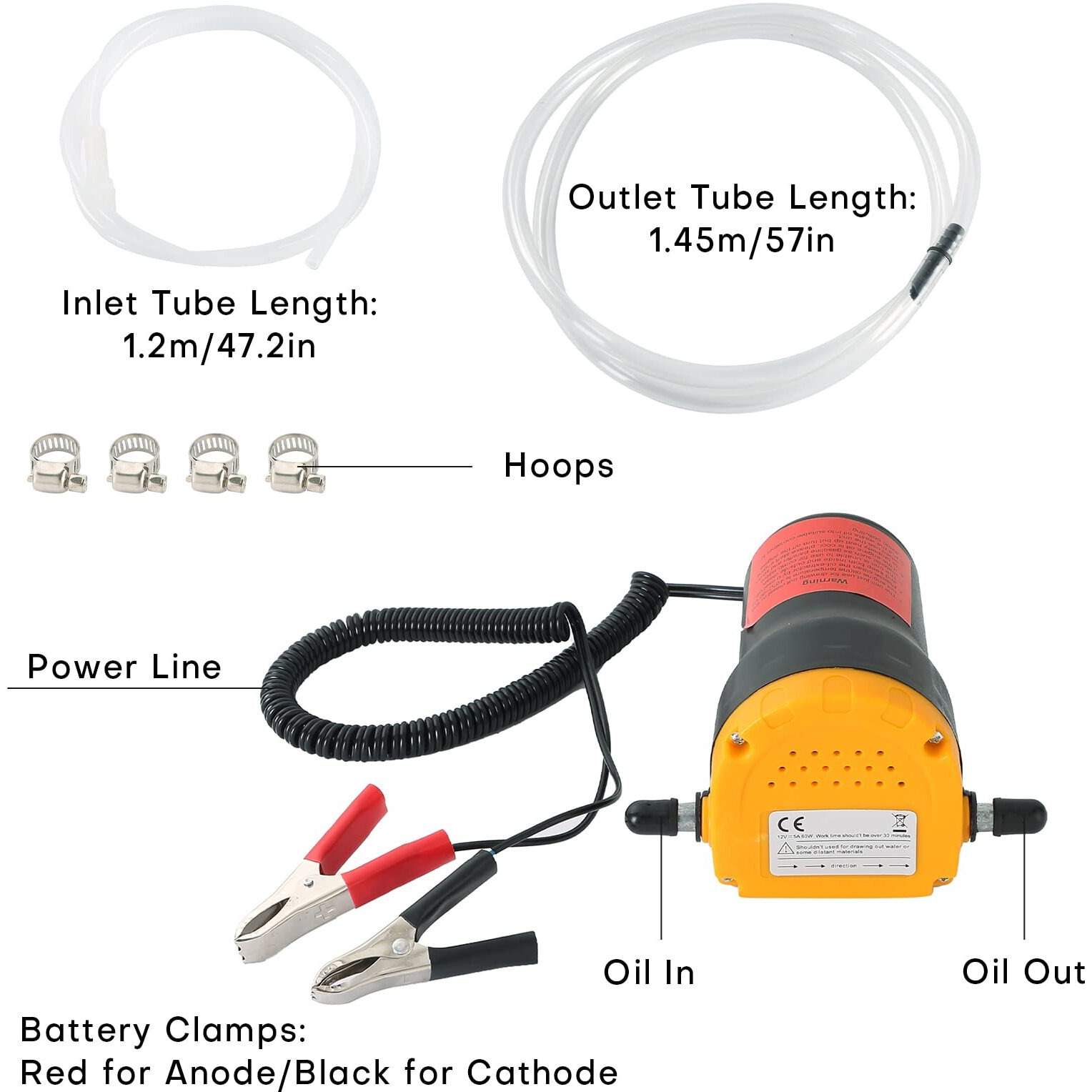 Acymner Oil Change Pump Extractor | 12V 60W Oil Extractor Pump Diesel Fluid Transfer Scavenge Suction Pump Oil Quick Changer For Boat, Car, Speedboat, Motorcycle