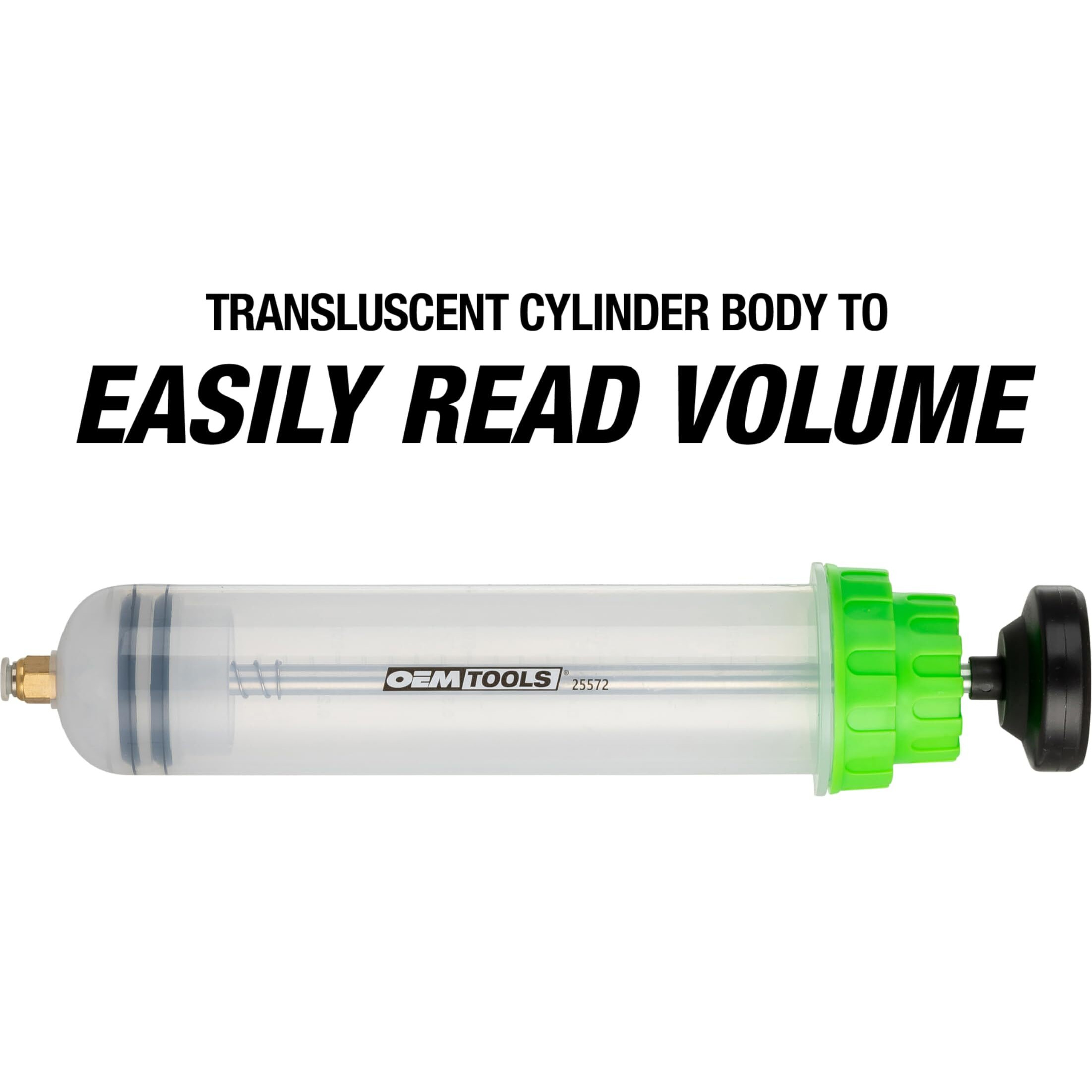 Oemtools 25572 500Cc Fluid Extractor And Filling Pump, Oil Extractor Pump For Brake, Oil, Transmission, And Power Steering Service, Dual Scale And Translucent Cylinder