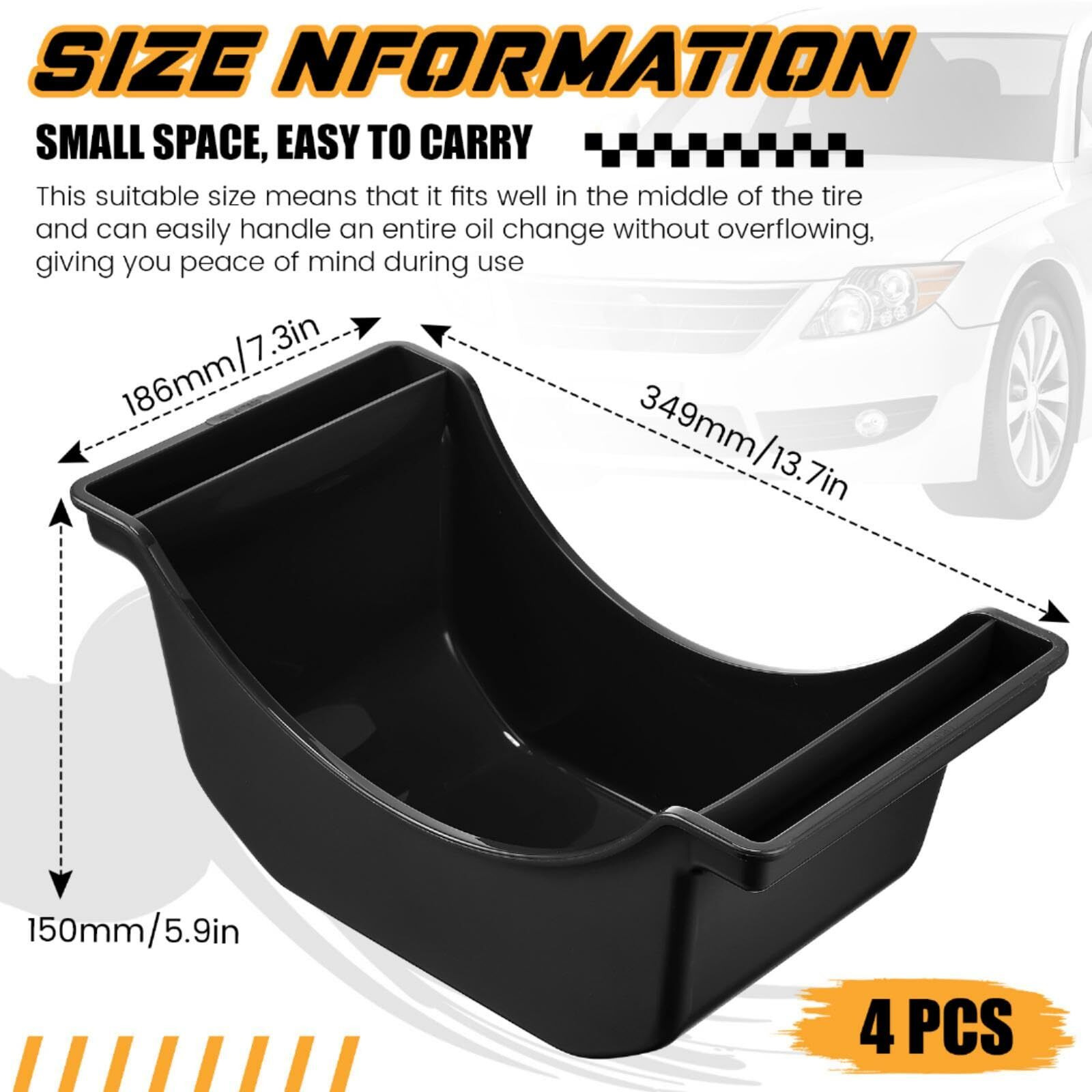 Gisafai 4 Pieces Oil Drain Pan For Wheels Plastic Truck And Trailer Wheel Pan Reusable Oil Drip Tool For Wheels(Black)
