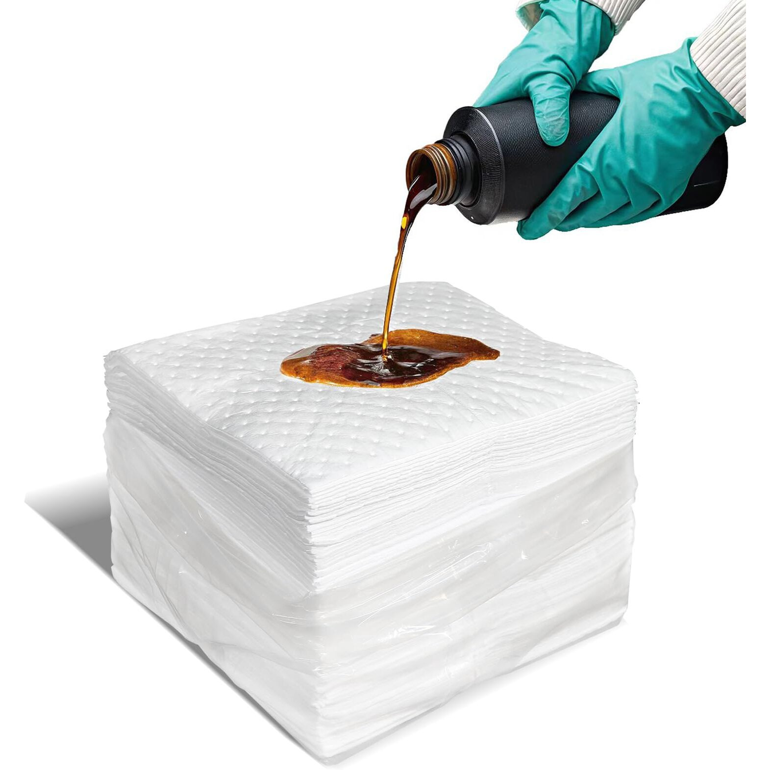 Smaafit Oil-Only Absorbent Pads 17.5"" X 13.5"" Heavyweight Oil Absorbing Mats, 50Pcs White Oil Absorbent Mat Pads For Absorbing Protecting Home Garage Basement, 24Oz/Pad