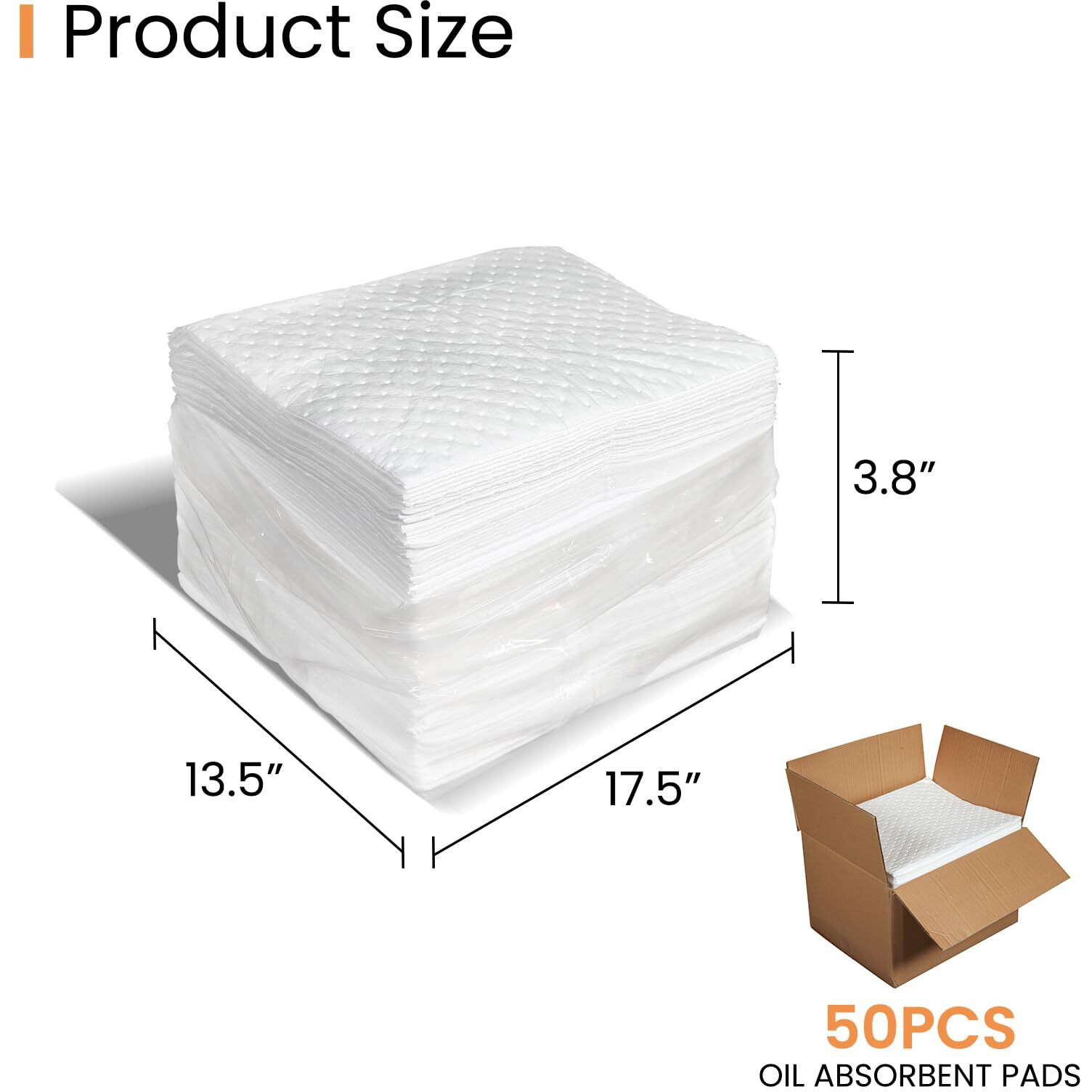 Smaafit Oil-Only Absorbent Pads 17.5"" X 13.5"" Heavyweight Oil Absorbing Mats, 50Pcs White Oil Absorbent Mat Pads For Absorbing Protecting Home Garage Basement, 24Oz/Pad