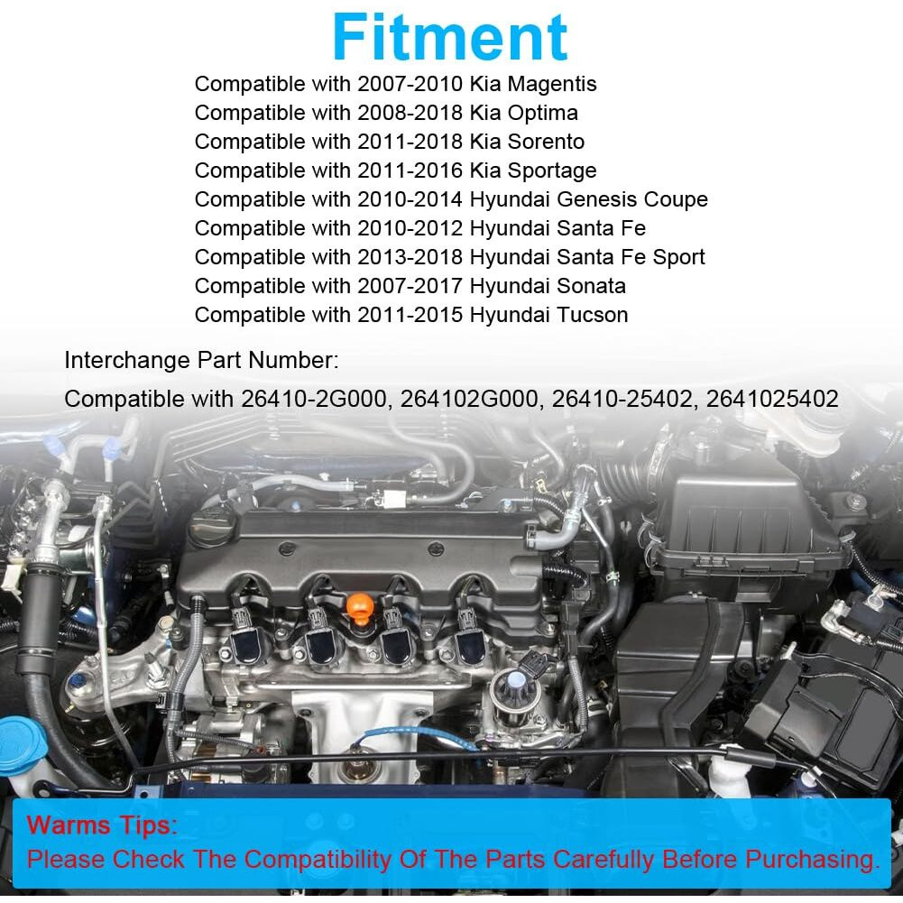 Jdmon Engine Oil Cooler Replacement For Kia Optima, Sorento, Sportage Hyundai Genesis Coupe, Santa Fe, Sonata Compatible With 26410-2G000, 264102G000, 26410-25402, 2641025402