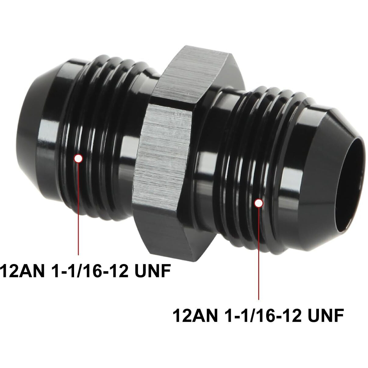Podavelle 12An Male To 12An Male Flare Union Coupler Adapter Fitting Fuel Oil Connector Straight Aluminum Black, Pack Of 2