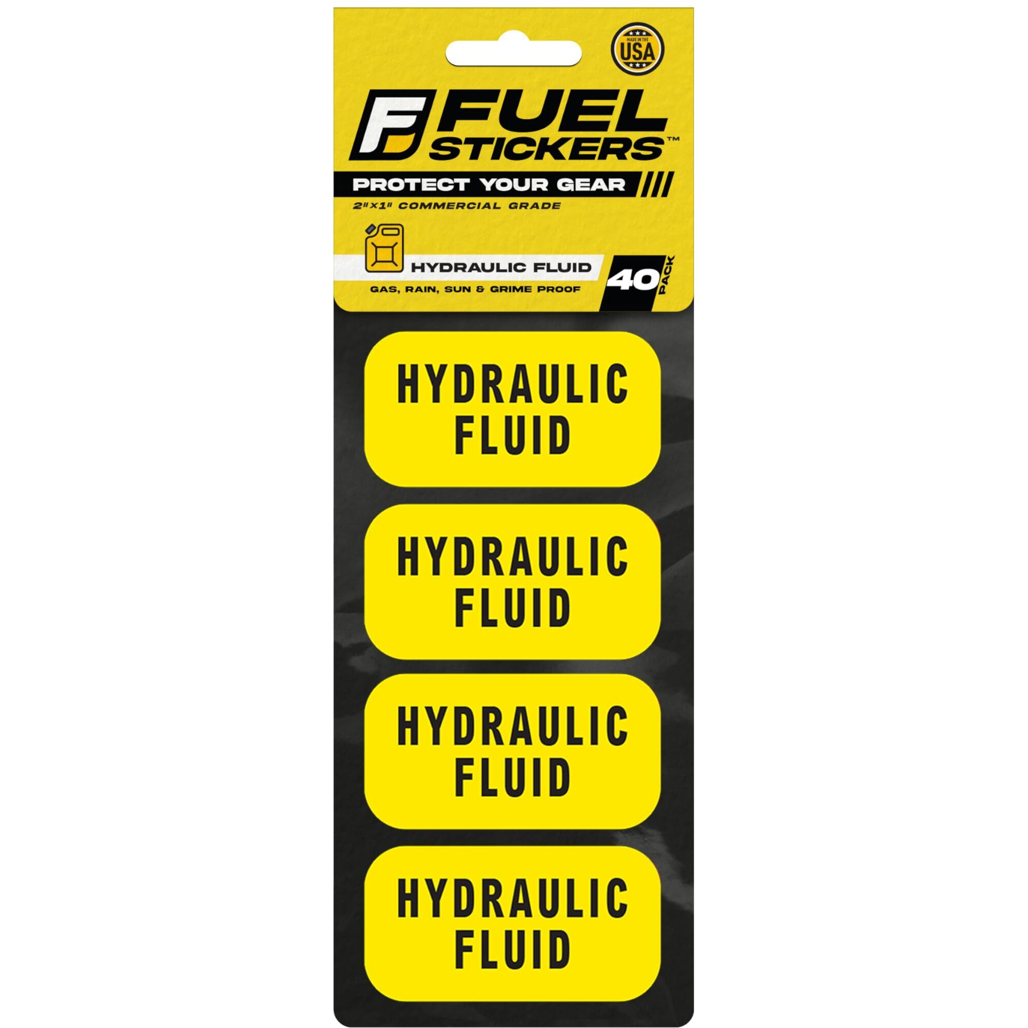 Hydraulic Oil Only Sticker | Cans, Containers, Drums, Tanks, And More - Weather Proof, Extreme Stick - Hydraulic Fluid Sticker By Fuel Stickers - Usa Made (2X1 Inch), 40 Labels