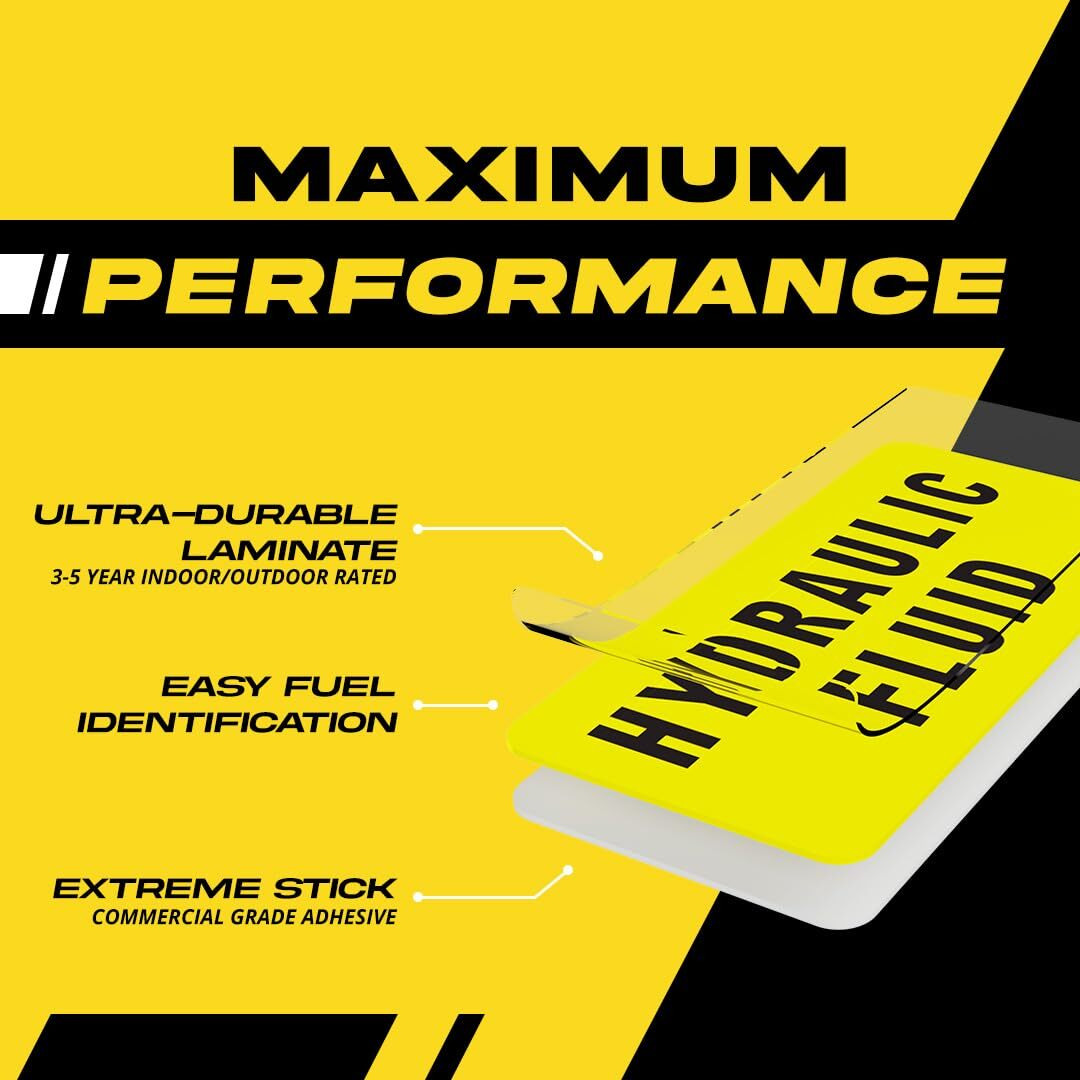 Hydraulic Oil Only Sticker | Cans, Containers, Drums, Tanks, And More - Weather Proof, Extreme Stick - Hydraulic Fluid Sticker By Fuel Stickers - Usa Made (2X1 Inch), 40 Labels
