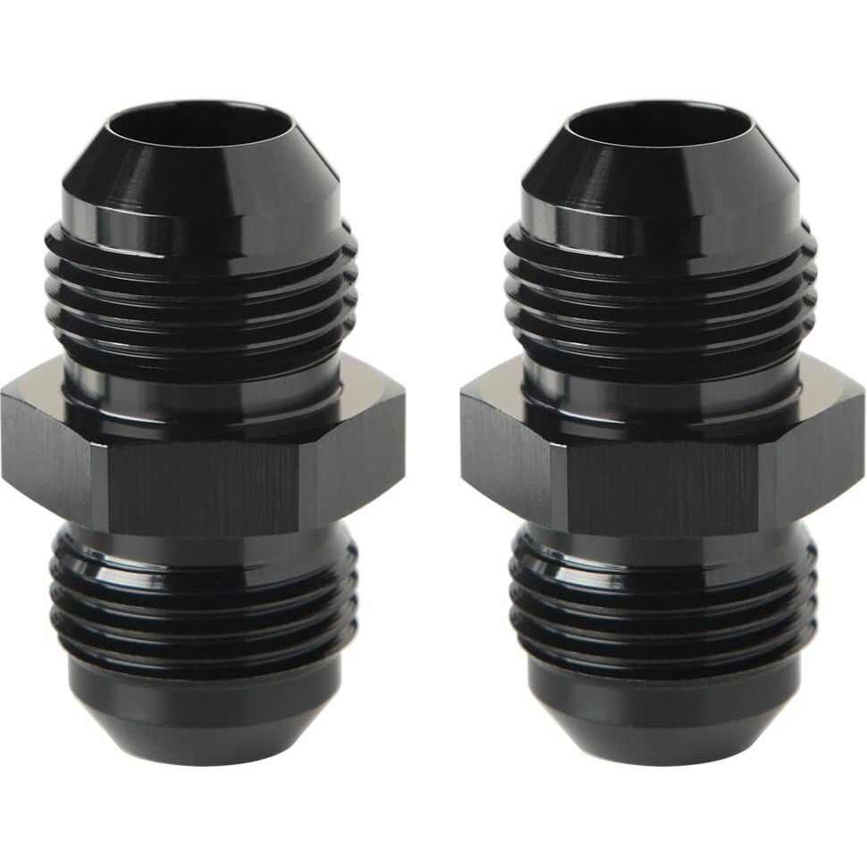 Podavelle 10An Male To 10An Male Flare Union Coupler Adapter Fitting Fuel Oil Connector Straight Aluminum Black, Pack Of 2