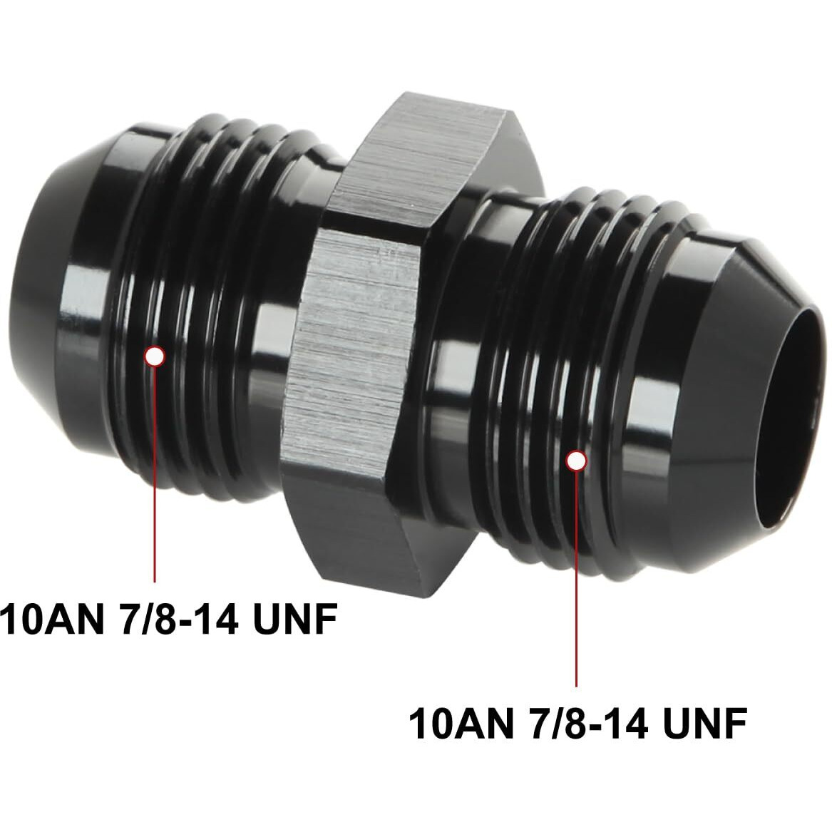 Podavelle 10An Male To 10An Male Flare Union Coupler Adapter Fitting Fuel Oil Connector Straight Aluminum Black, Pack Of 2