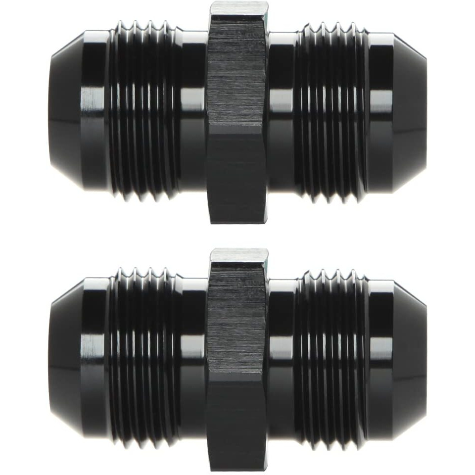 Podavelle 10An Male To 10An Male Flare Union Coupler Adapter Fitting Fuel Oil Connector Straight Aluminum Black, Pack Of 2