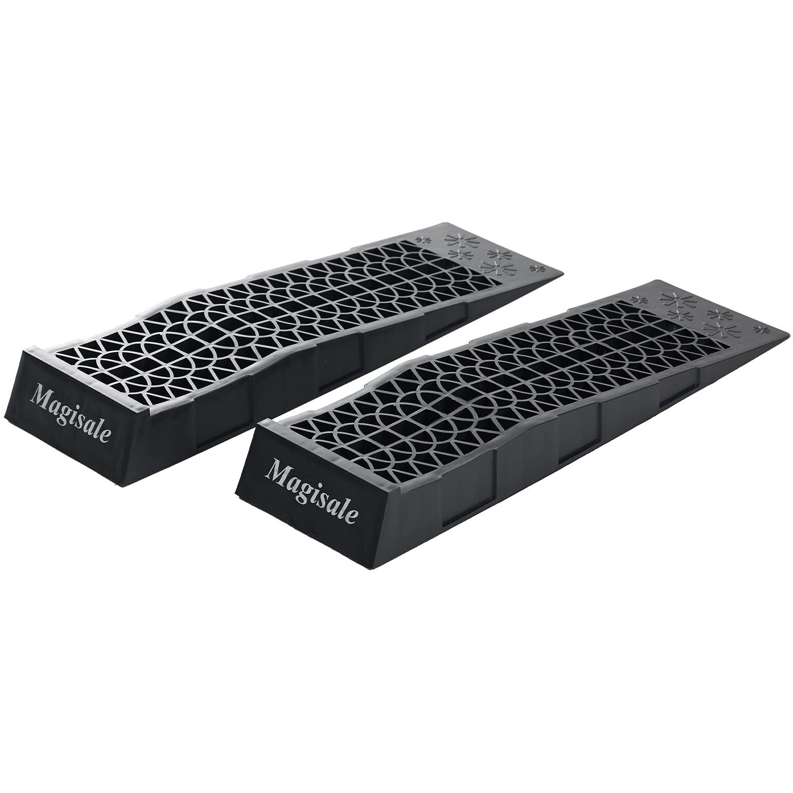 Magisale Low Profile Plastic Car Service Ramps 3 Ton Heavy Duty Truck Vehicle Ramps For Oil Changes& Maintenance- 2 Pack