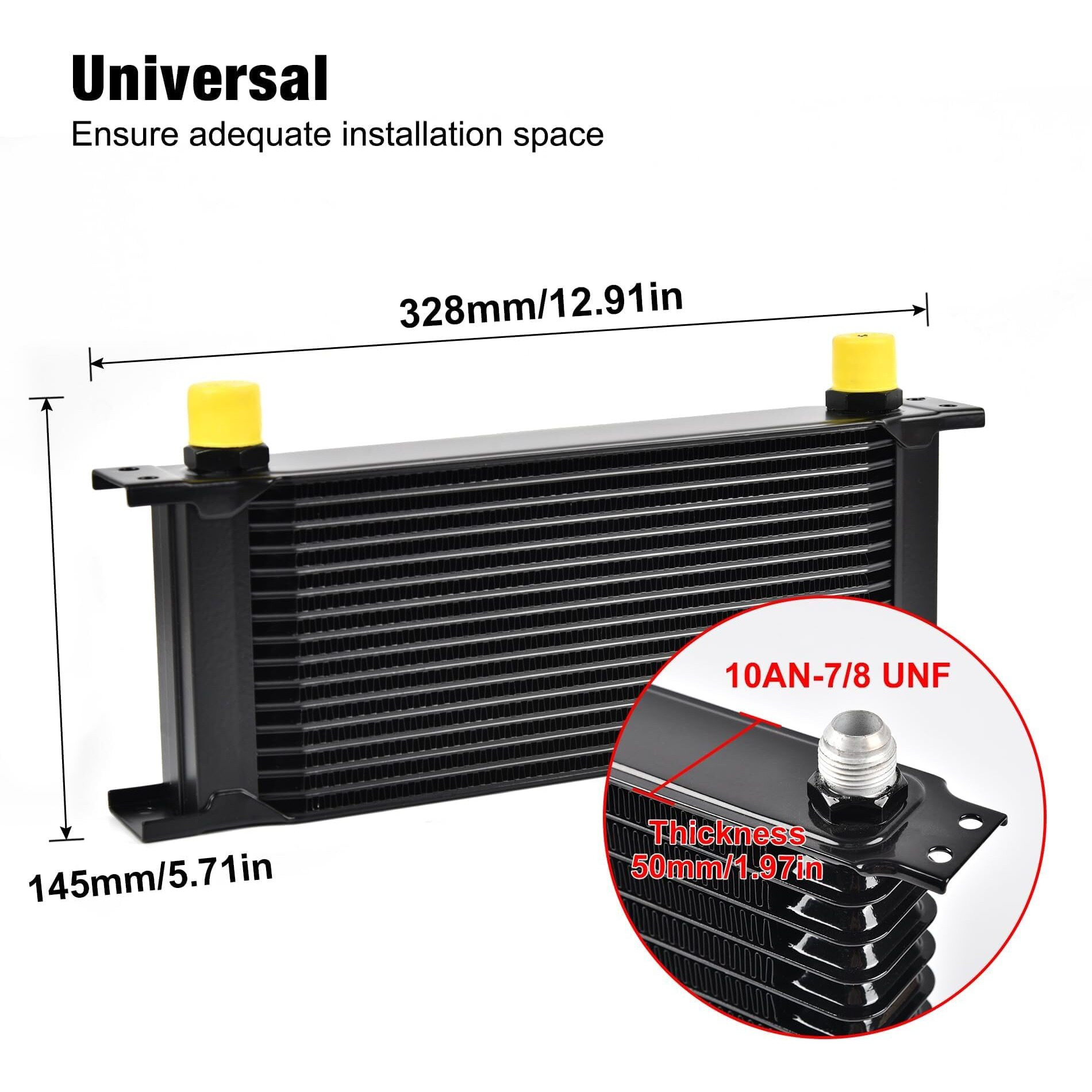 Evil Energy 16 Row Oil Cooler, 10An Stacked Plate Transmission Engine Cooler Universal British Radiator Aluminium Black