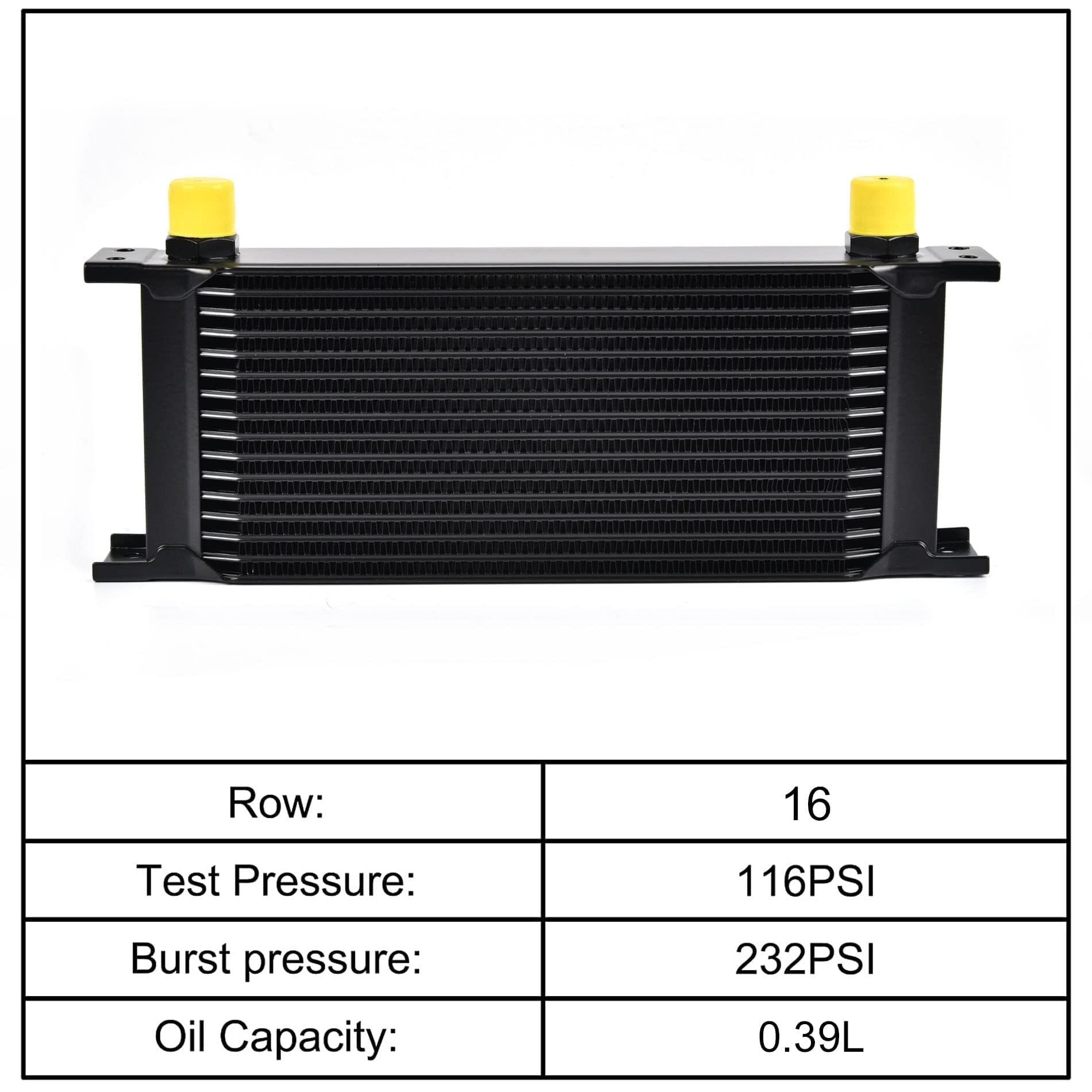 Evil Energy 16 Row Oil Cooler, 10An Stacked Plate Transmission Engine Cooler Universal British Radiator Aluminium Black