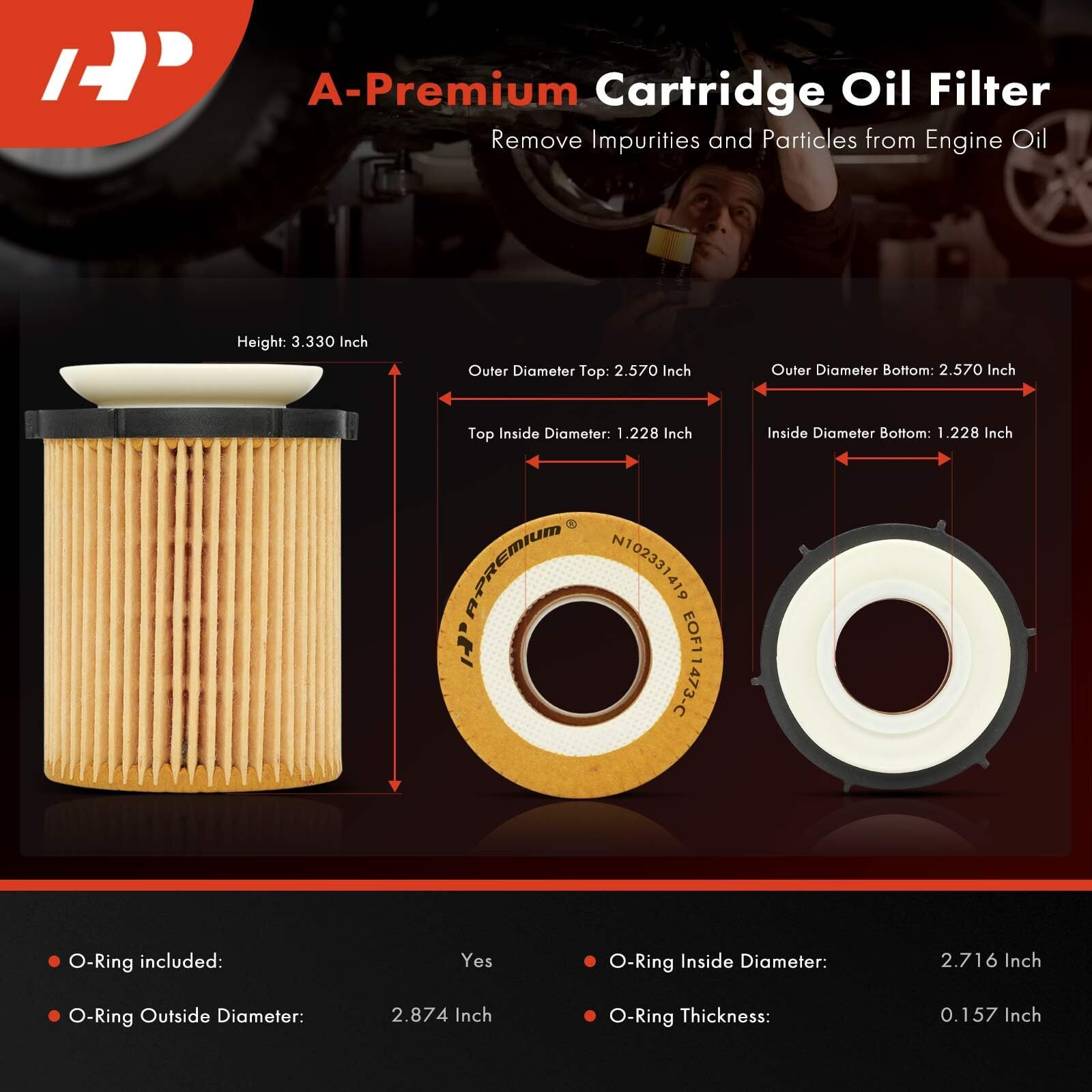A-Premium 4-Pc 10K Miles Protection Oil Filter Compatible With Mercedes-Benz C300, C350E, E300, E350, Sprinter 1500, Sprinter 2500, Gla250, Glb250, Glc300, Glc350E, Gle350 & Infiniti & Freightliner