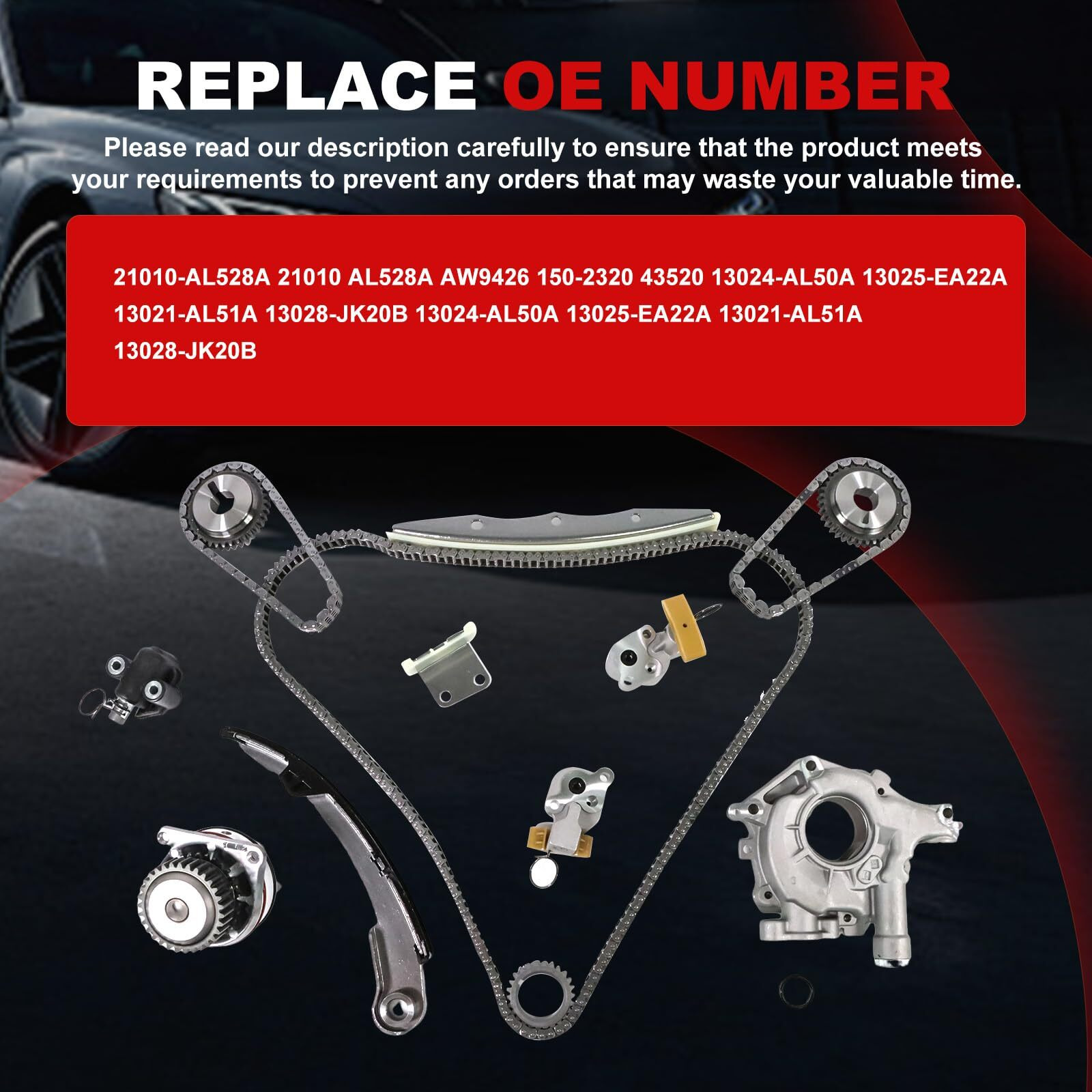 Autodevil Timing Chain Kit And Water Oil Pump 3.5L Fit For G35 2003-2007 For 350Z 2003-2006 For M35 2006-2008 For Murano 2003-2007 For Maxima 2002-2003 Car Engine Component 13028-Jk00A 21010-Al528A