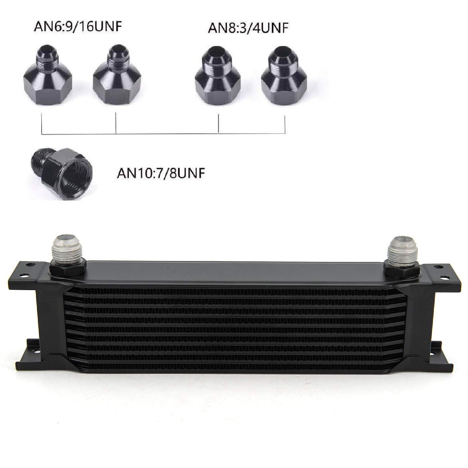 Zhsymx 10 Row An10-10An Stacked Plate Oil Cooler With 6An 8An Adapter Universal Engine Transmission British Radiator Oil Cooler Condenser Aluminium Alloy Black