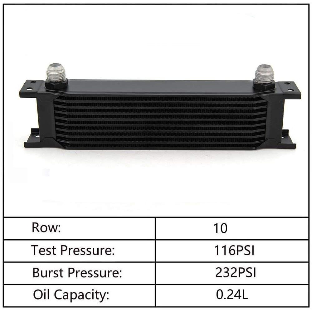 Zhsymx 10 Row An10-10An Stacked Plate Oil Cooler With 6An 8An Adapter Universal Engine Transmission British Radiator Oil Cooler Condenser Aluminium Alloy Black