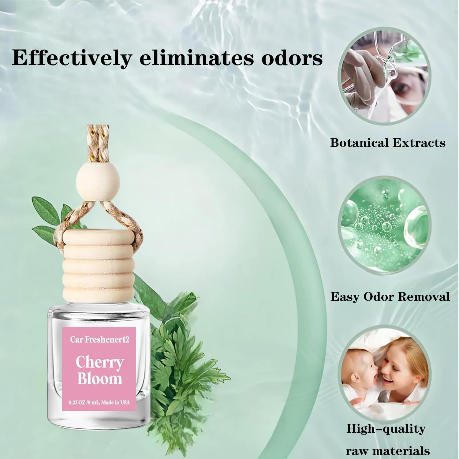 Hanging Air Freshener Diffuser, 60-Day Long Lasting Essential Oil Diffuser For Car - Natural Odor Eliminator & Stress Relief, Aromatherapy Diffuser For Car Interior