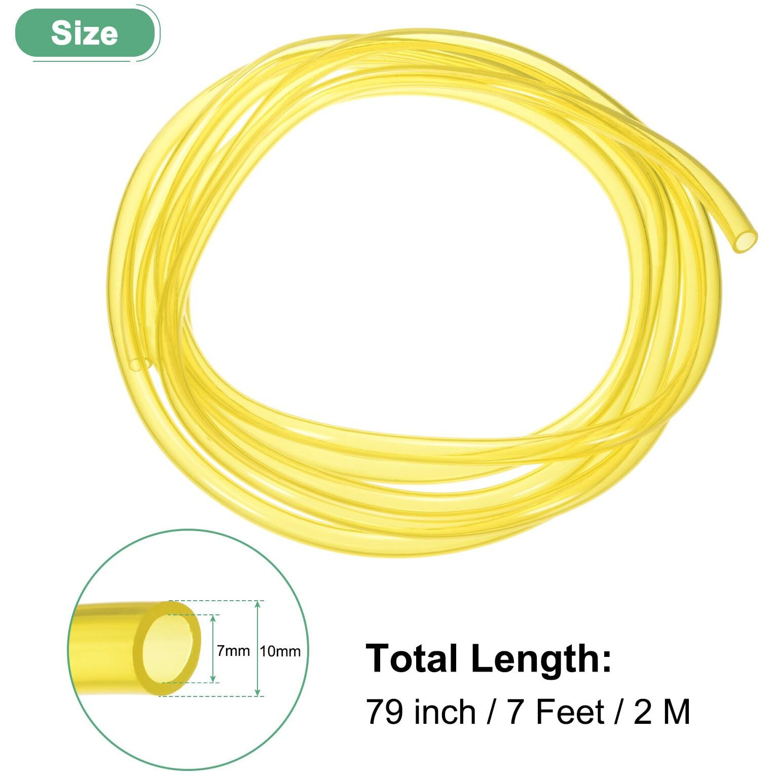 M Meterxity Tubing Carburetor Fuel Vent Line, 7Mm(0.28"") Id 10Mm(0.39"") Od 2M(7') Long Polyurethane Gas Oil Tube For Atv/Go Kart/Dirt Bike, Universal Petrol Pipe Replacement [Yellow]
