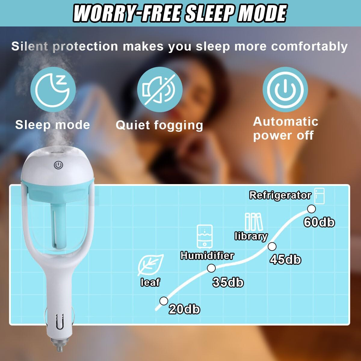 Duscoke Car Humidifier, Portable Mini Aromatherapy Essential Oil Diffuser, 180-Degree Rotation Cool Mist Humidifier, Vehicle Air Freshener Diffuser With 12V Charging Port For Home Office (Blue)