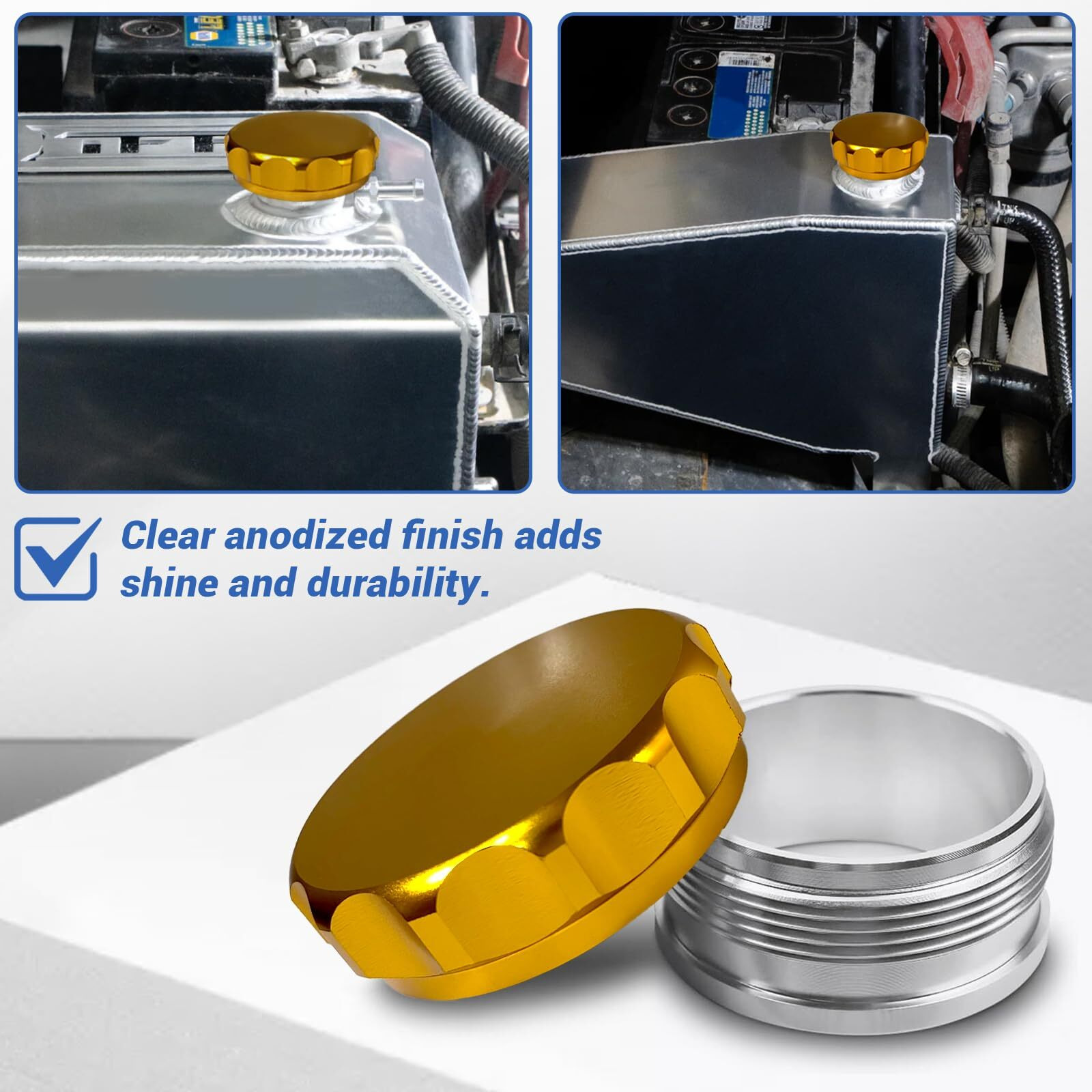 2 Inch Weld Gas Cap Universal Aluminum Alloy Fuel Cap With Weld On Filler Neck Oil Tank Cap For Automotive And Industrial Applications(Golden)