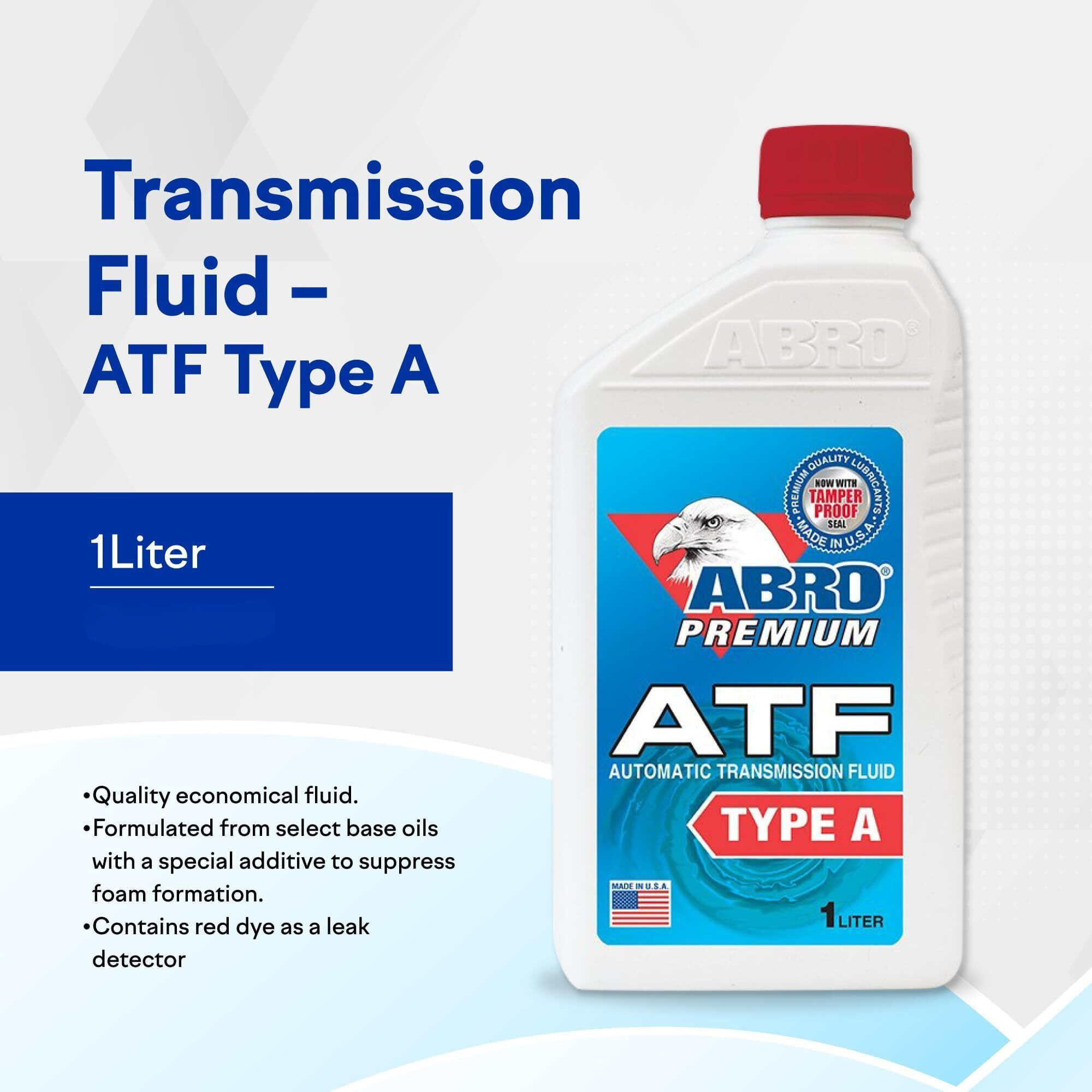 Abro Automatic Transmission Fluid Type A, 1 Quart, Quality Economical Atf Fluid, Formulated From Select Base Oils With Anti-Foam Additive, Red Dye Leak Detector, Straight Mineral Oil Lubrication
