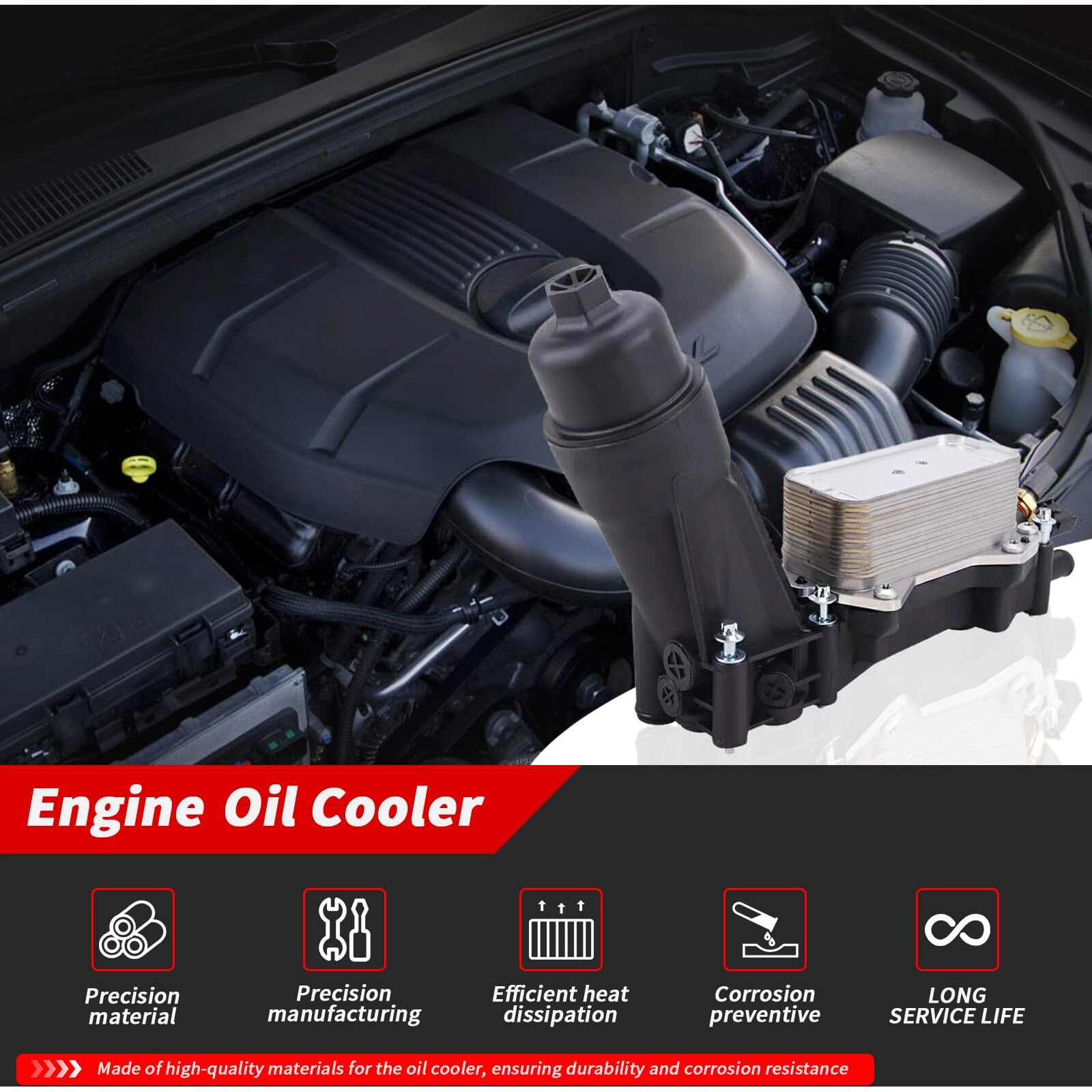 926-876 926-959 Engine Oil Cooler & Oil Filter Housing Adapter For Dodge Challenger Charger Durango Grand Voyager Journey For Jeep Wrangler Grand Cherokee Grand Voyager Chrysler 200 300 68105583Af