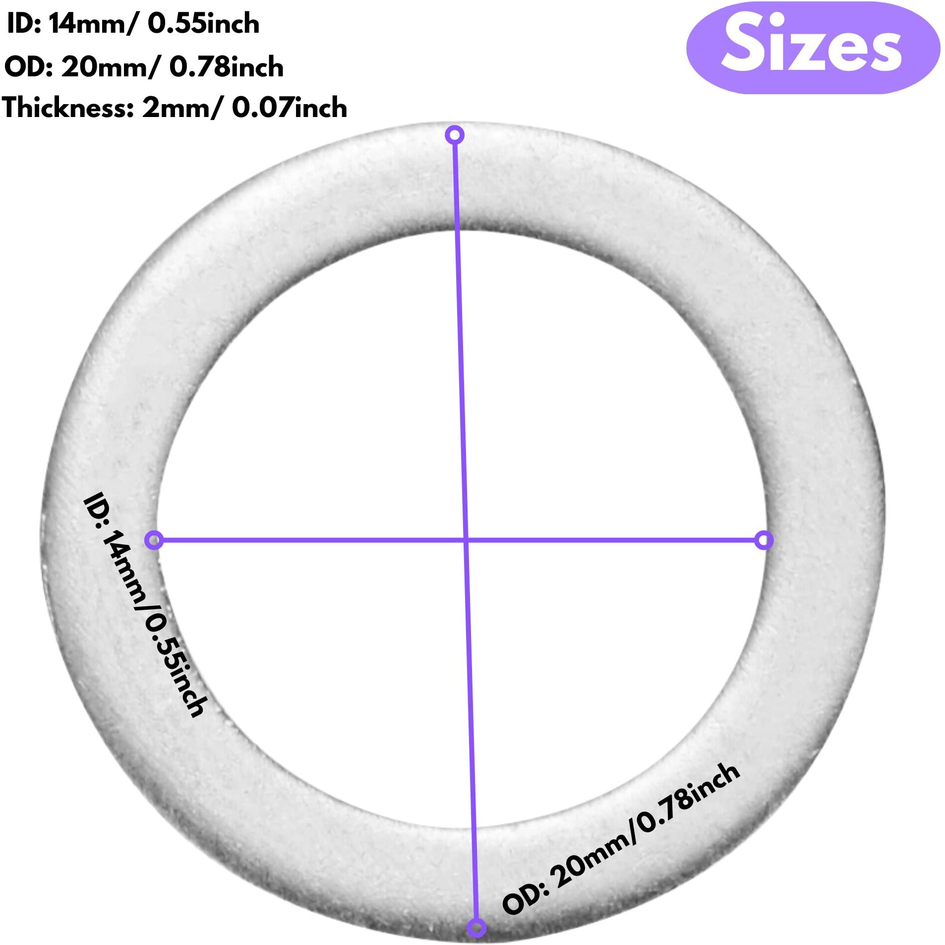 Oil Drain Plug Gasket Replacement For Hyundai Kia Oil Crush Washers Seals 21513-23001 (M14-Hyundai)