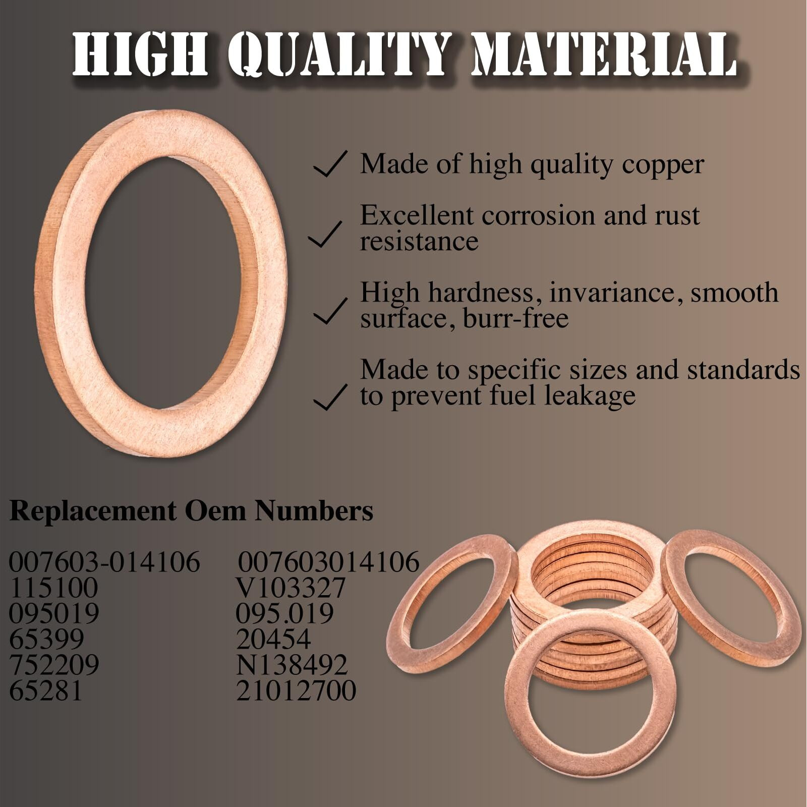Meajoo 20Pcs M14 Copper Oil Drain Plug Gasket Crush Washer Seals Compatible With Mercedes Benz For 007603-014106