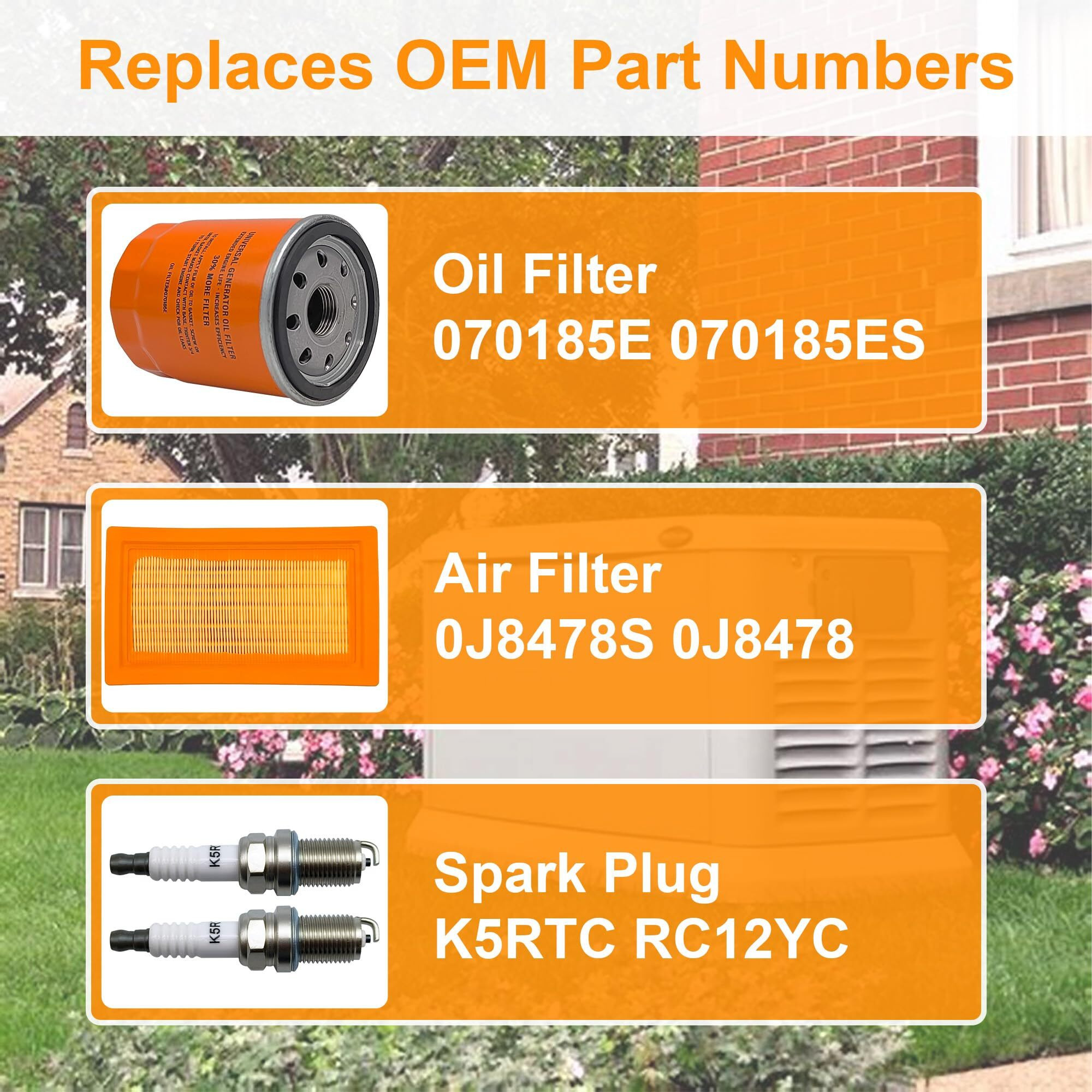 Ygq 6485 Maintenance Kit Replacement Oil Air Filter For Generac 0J8478S 070185Es Fits Most 16 To 26 Kw Air Cooled Generators 20Kw And 22Kw Standby Generators With 999Cc Engine