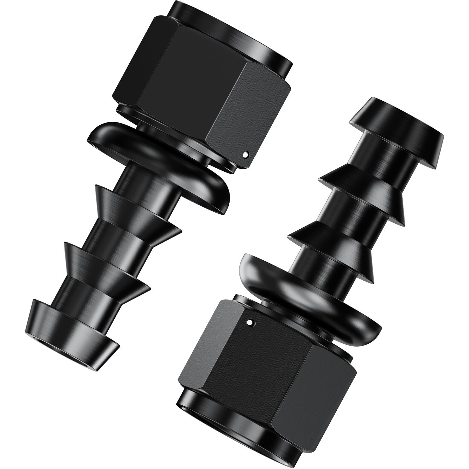 2Pcs Straight 10An Female To 5/8"" Push Lock Hose Fitting End For Rubber Fuel Line, Black Hard Two Stage Barb Aluminum Anodized Connector, Automotive Accessories For Vehicle Fuel Oil Line Modification