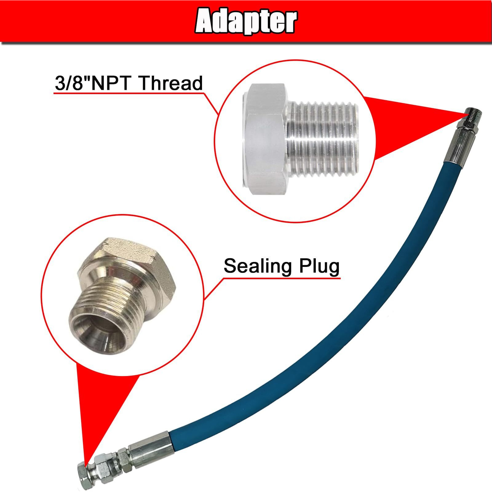Shooshine Engine Drain Port Oil Changing Hose, 3/8"" Npt Adapter, High-Temperature 300F, 700 Psi, 20"" Length, Replacement For Stan1438 1723165Sm 116-4924