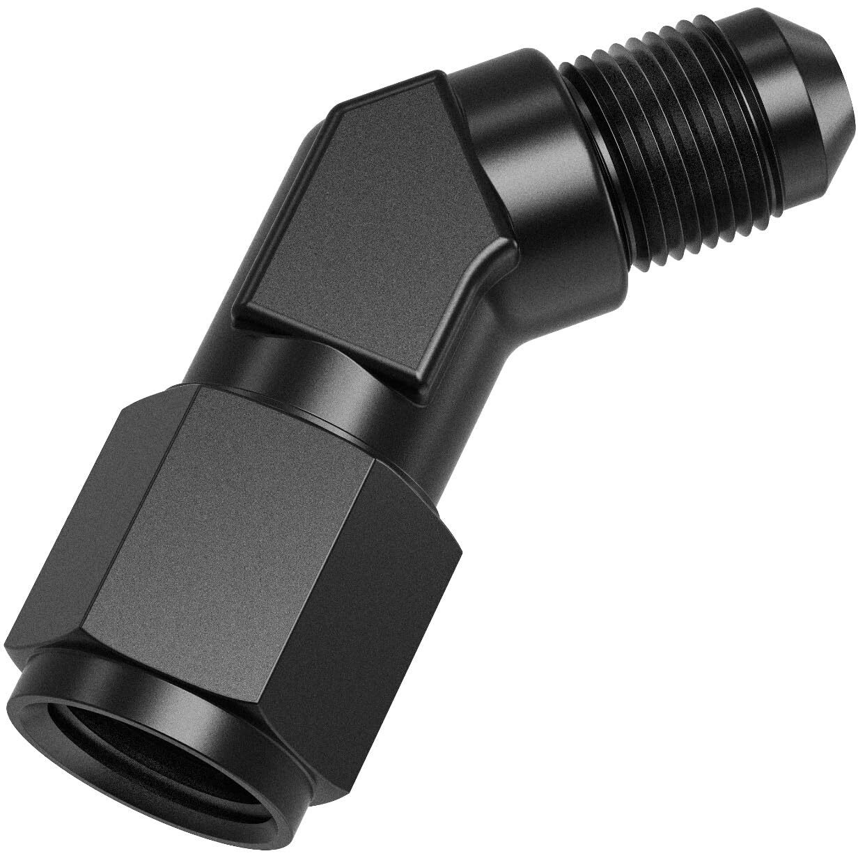 Truckmeter 45 Degree 4An Female To 4An Male Swivel Flare Union Fitting Adapter, Black Hard Aluminum Hex Anodized Connector, Automotive Accessories Suitable For Vehicle Fuel Oil Line Modification