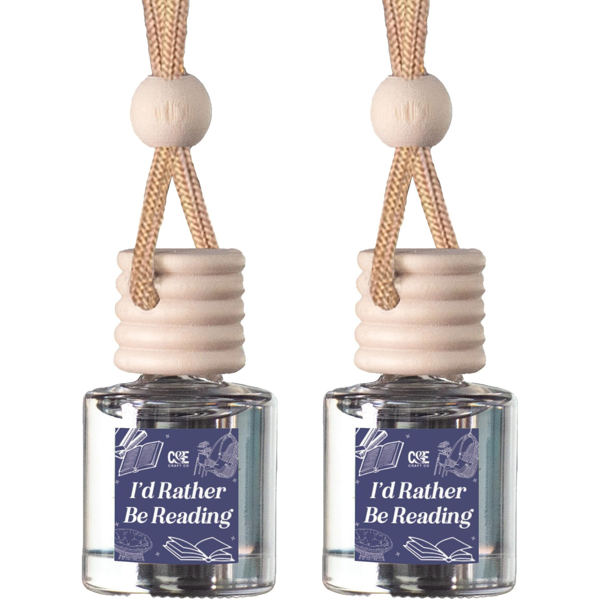 Candecraftco 2 Pack Bookish Scents Car Air Freshener For Essential Oils, Aromatherapy Automobile Diffuser, Gift For Her, Library, Book Lover Gift, Reading Bibliophile (Smells Like My Tbr Pile)