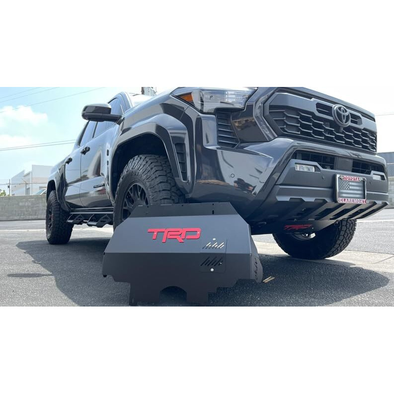 Apc21 Custom Skid Plate, Compatible With Toyota Tacoma 2024-2026 2Wd & 4Wd - Fits Gas Models Only. Easy Oil Filter Access, Black With Red Emblem, No Cross Member Needed For Installation.