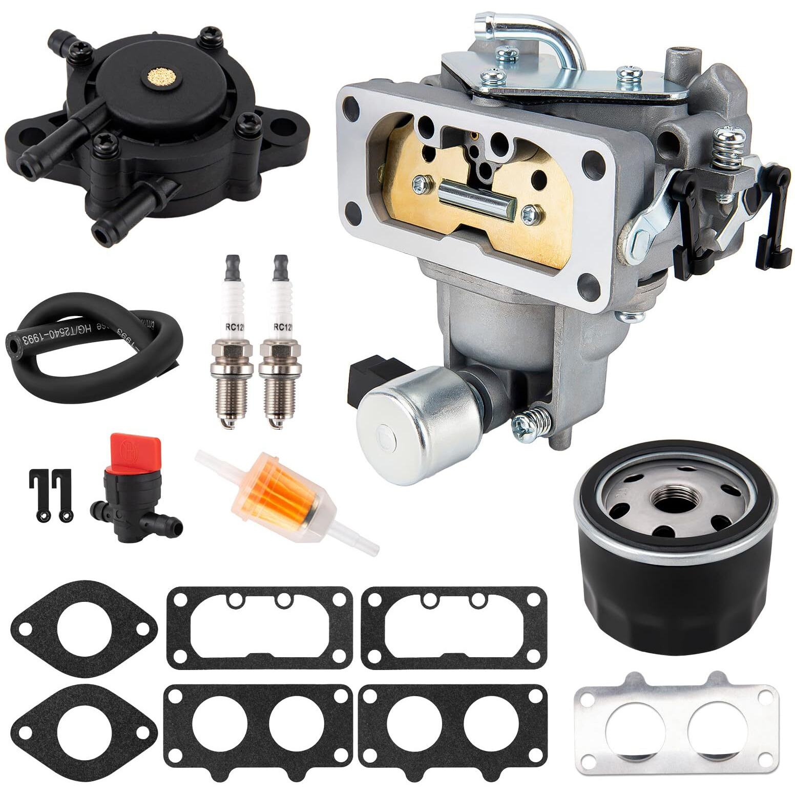 Fh661V Carburetor Compatible With Kawasaki Fh641V Fh661V Fh680V Fh721V Fx850V, 22 Hp Engine, With 49065-0724 Oil Filter/Fuel Pump,Replaces Parts 15004-1010 15004-0763 15004-7024