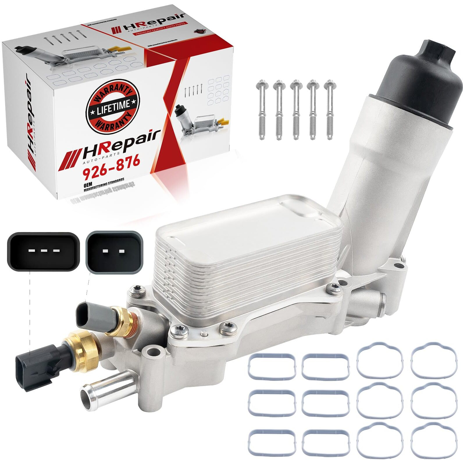 Hrepair 926-959 926-876 Aluminum Engine Oil Cooler,3.6 Oil Filter Housing Assembly Fits 2011-2023 Jeep Wrangler Cherokee Dodge Charger Journey Challenger Ram 1500 Promaster Chrysler 200 300