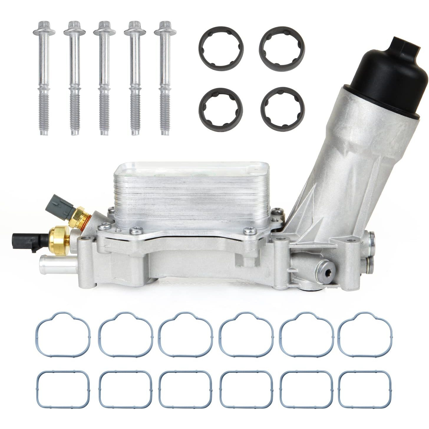 926-959 926-876 Aluminum Oil Cooler Oil Filter Housing With Kit Oil Cooler Gaskets And Sensors Compatible With 2011-2016 Chrysler 200 300 Charger Challenger Journey Wrangler Ram Promaster 3.6L